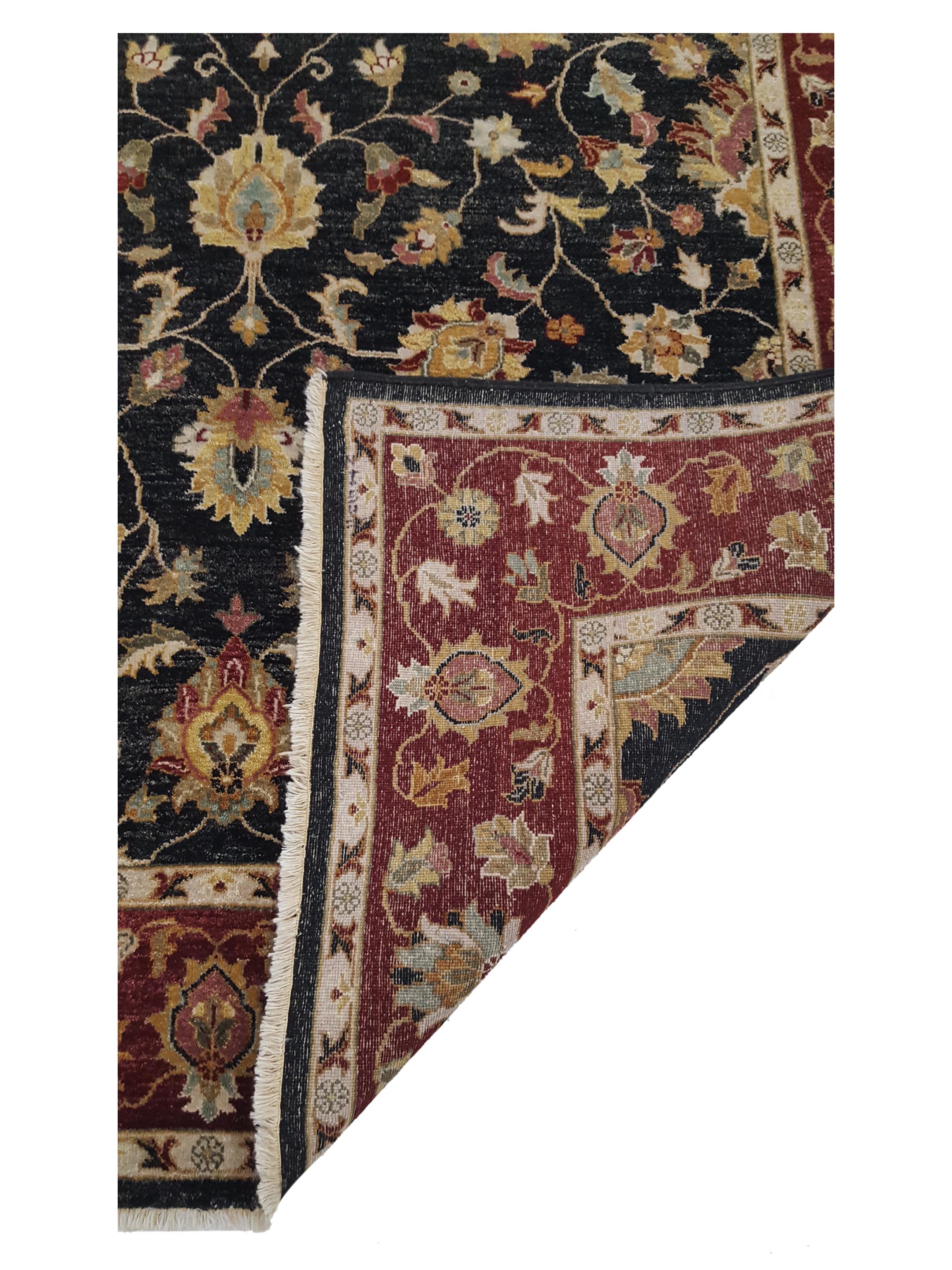 Agra Hand Knotted Black 6x9 - Image 3 of 6