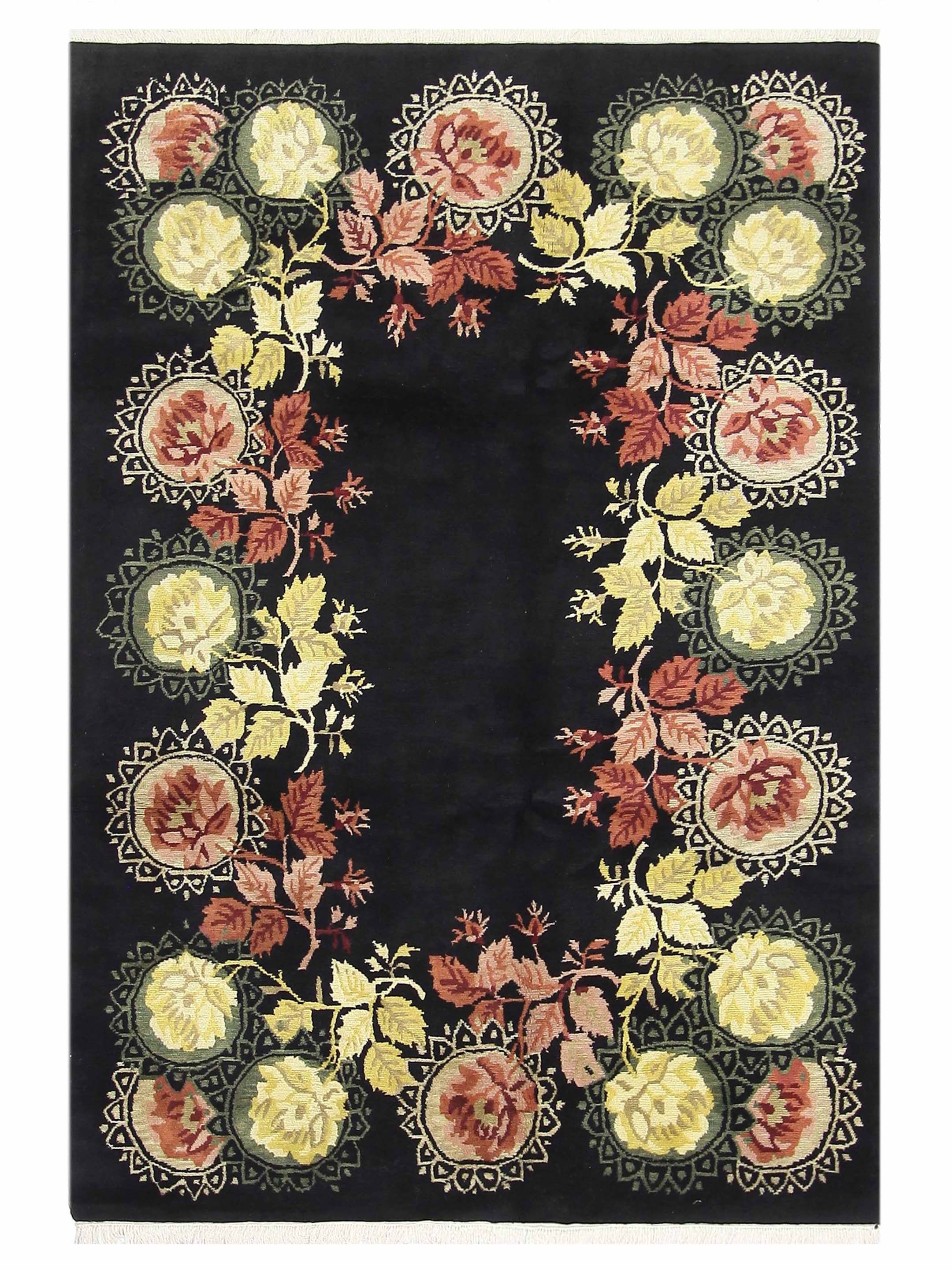 Gouri Ganga Hand Knotted Black 6x10