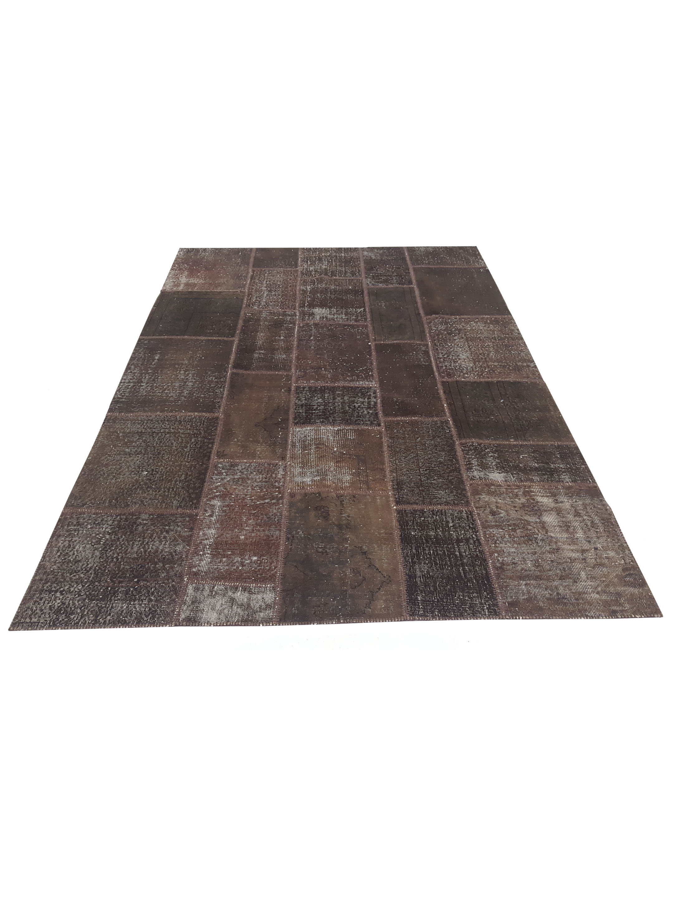Patchwork Hand Knotted Brown 7x9 - Image 2 of 6