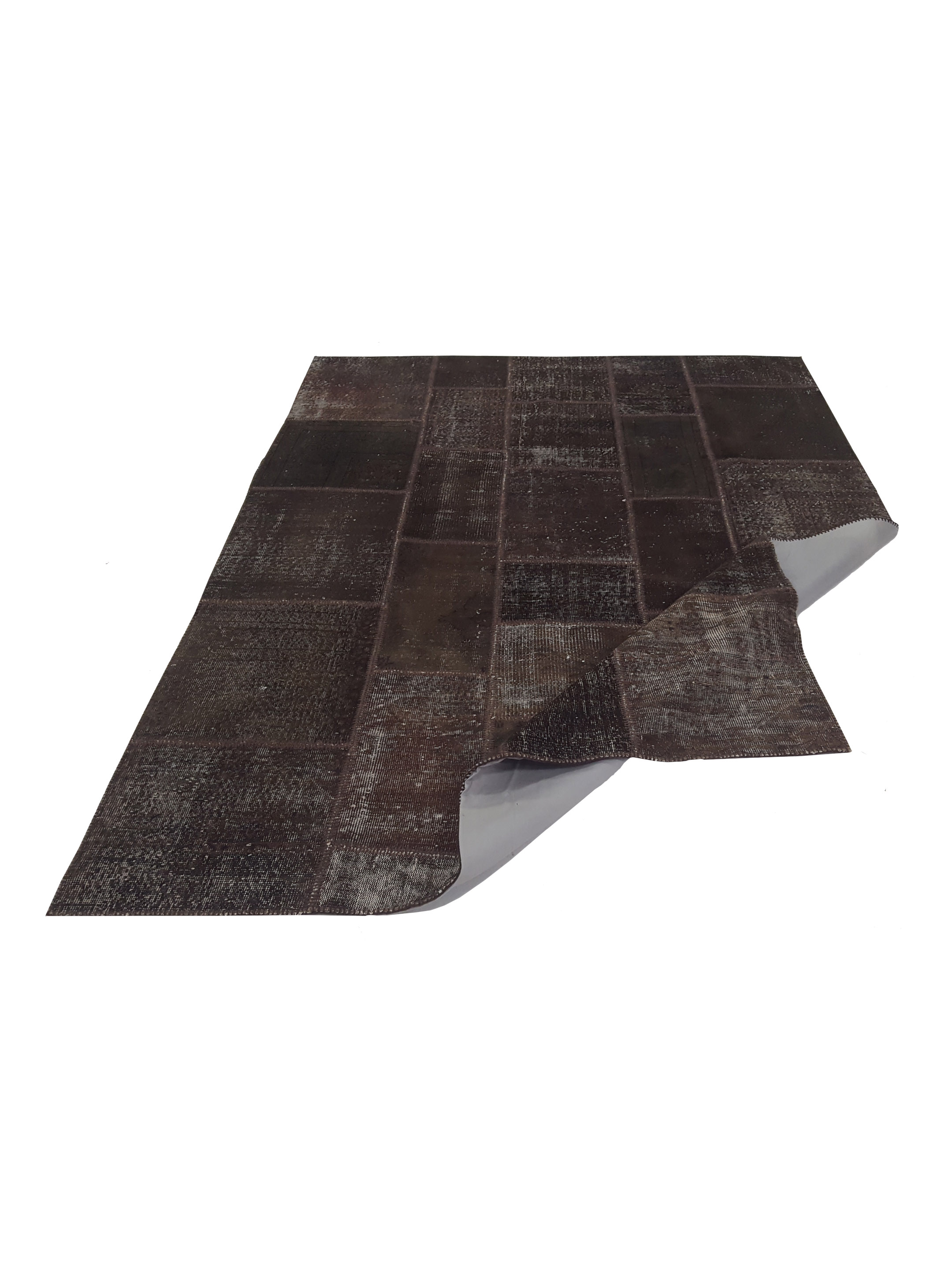 Patchwork Hand Knotted Brown 7x9 - Image 3 of 6