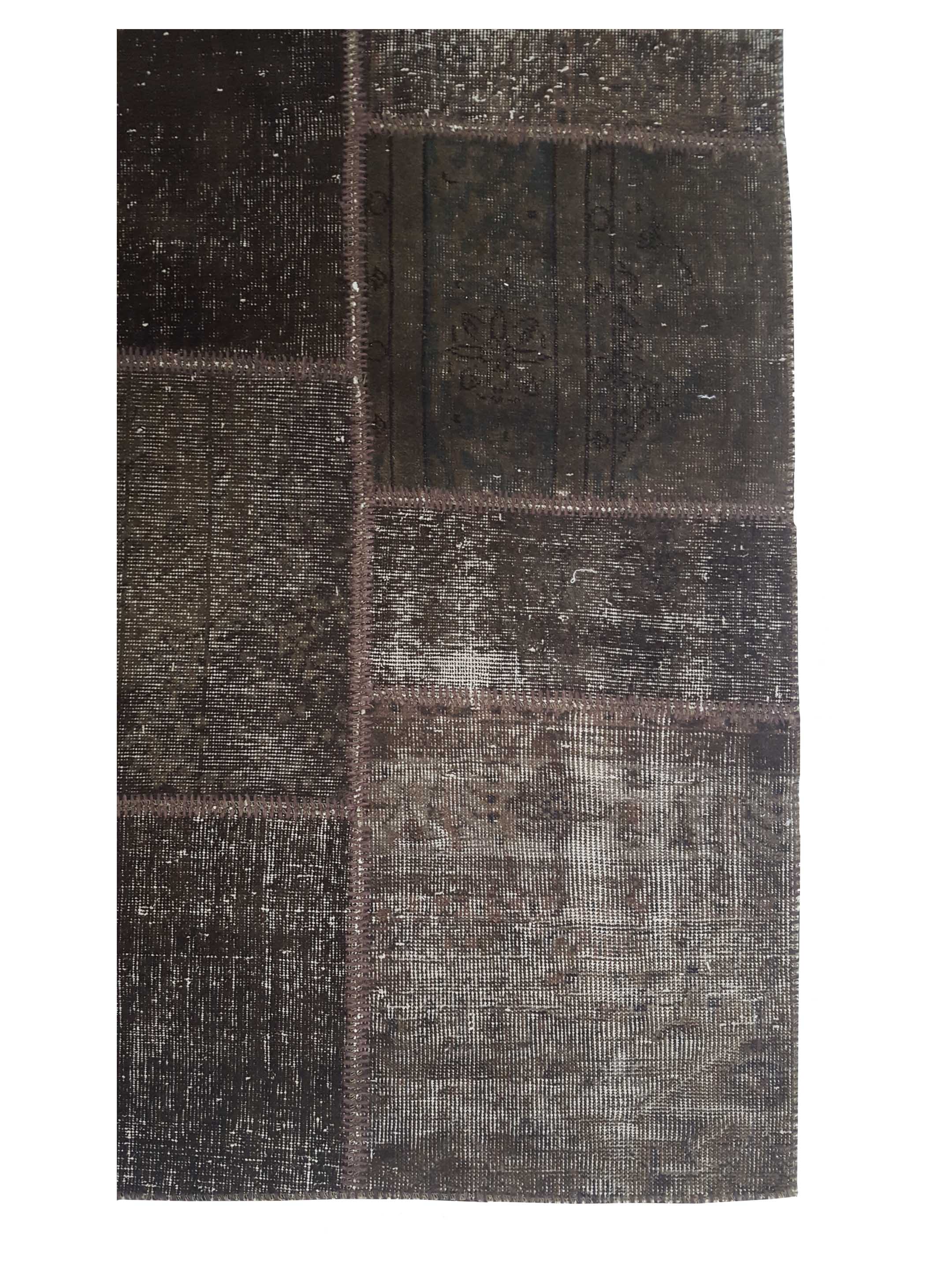 Patchwork Hand Knotted Brown 7x9 - Image 4 of 6