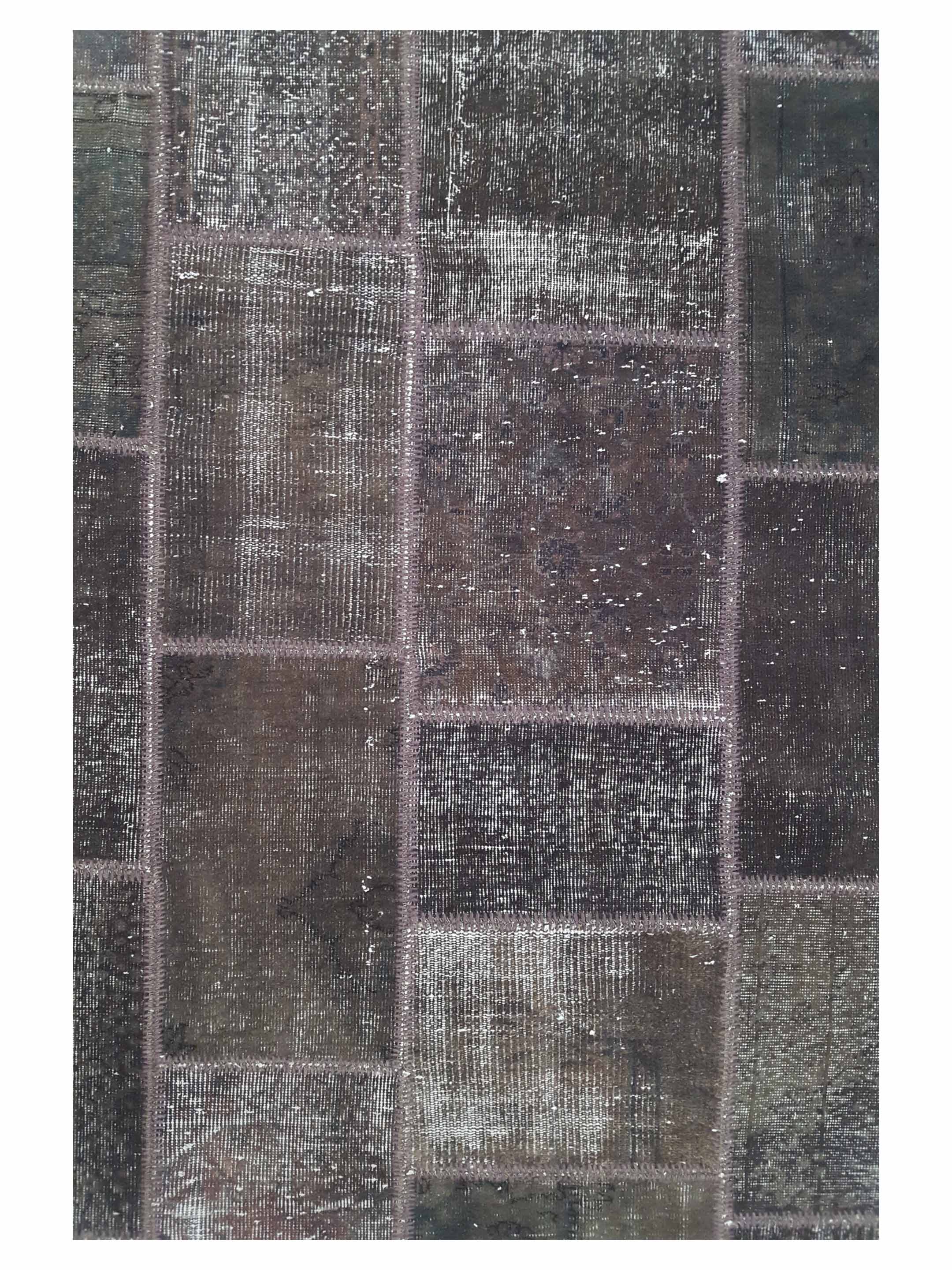 Patchwork Hand Knotted Brown 7x9 - Image 5 of 6