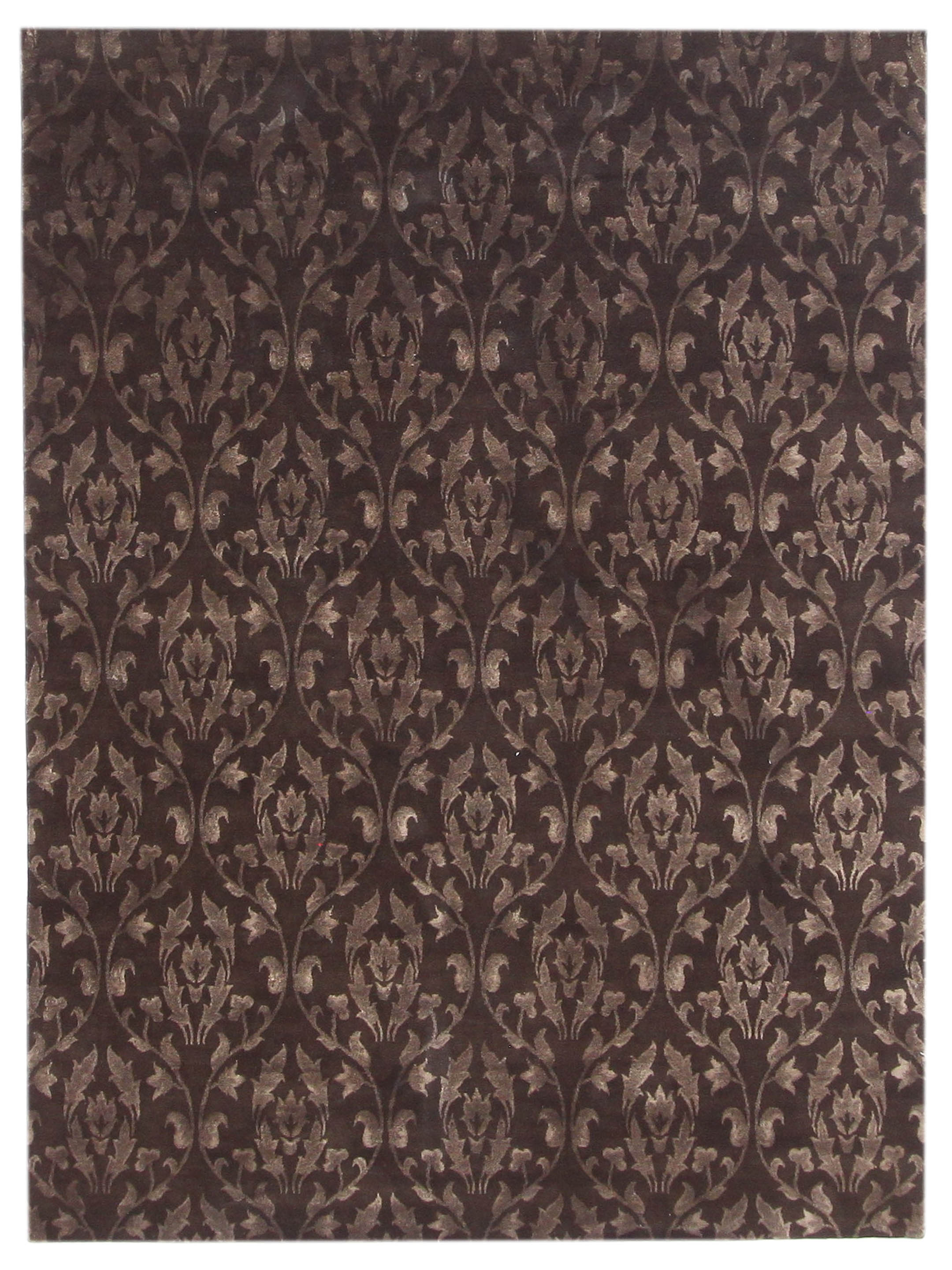 Wool and 40% Silk Hand Knotted Chocolate 8x10