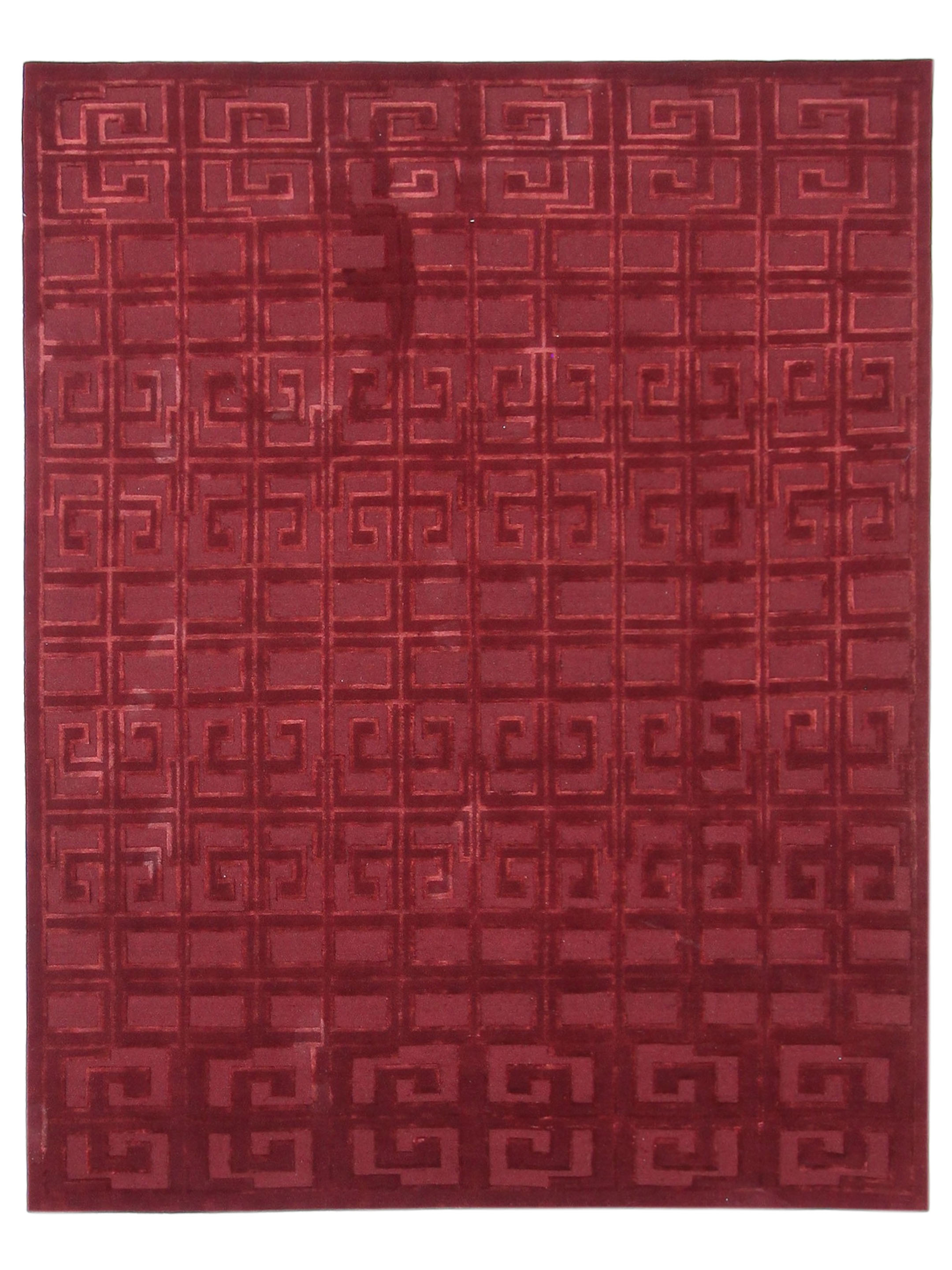 Wool and 40% Silk Hand Knotted Burgundy 8x10