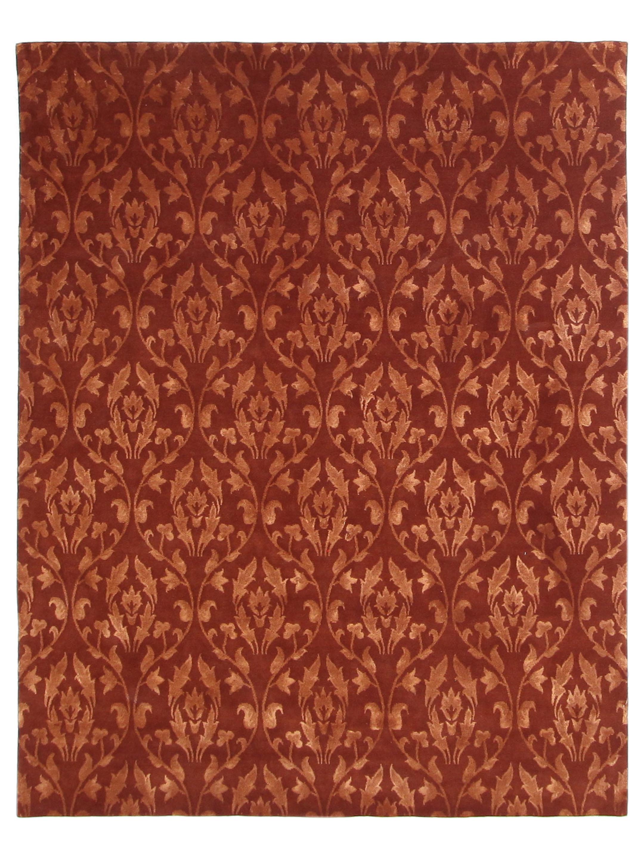 Wool and 40% Silk Hand Knotted Rust 8x10