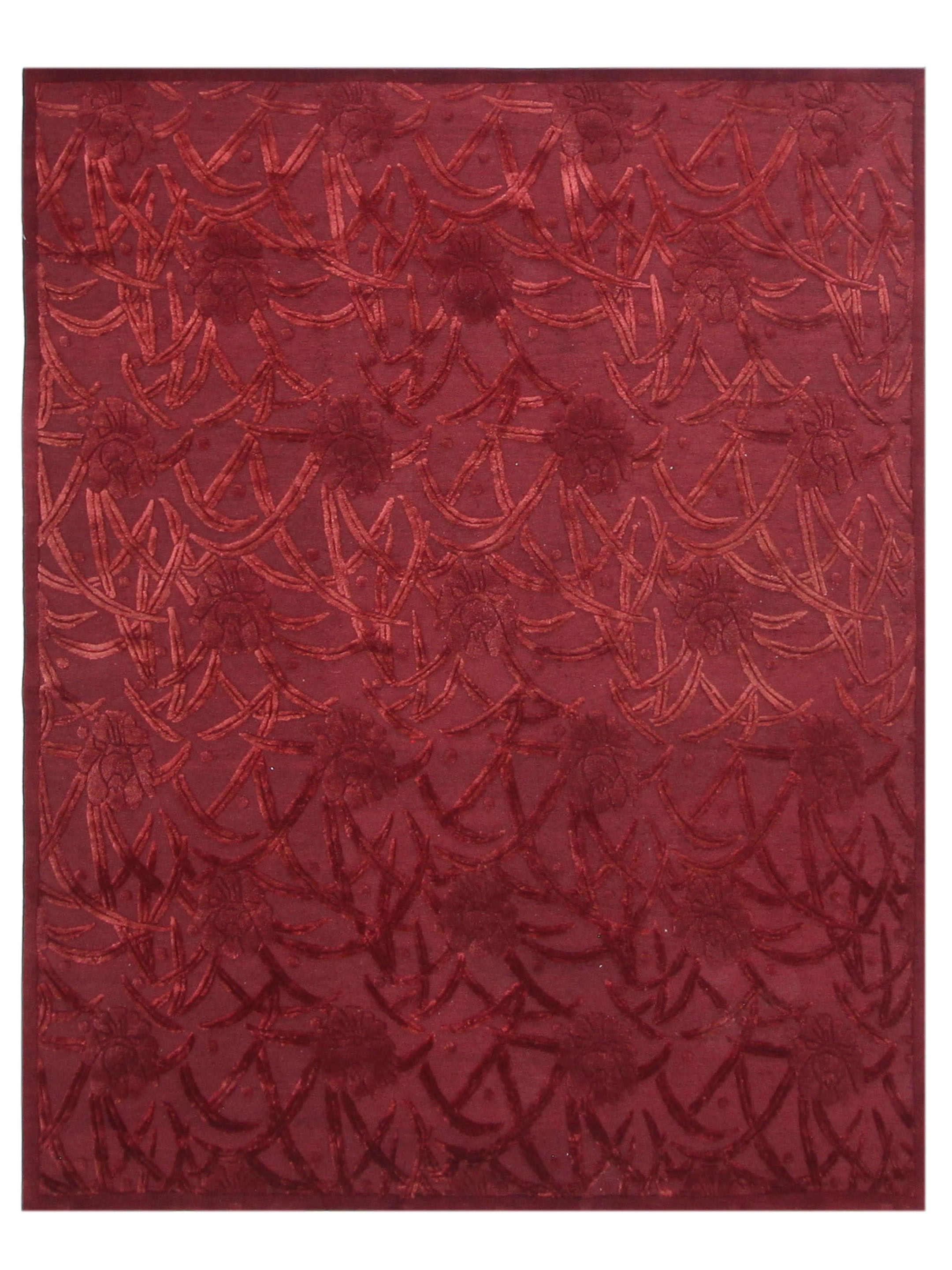 Wool and 40% Silk Hand Knotted Red 8x10