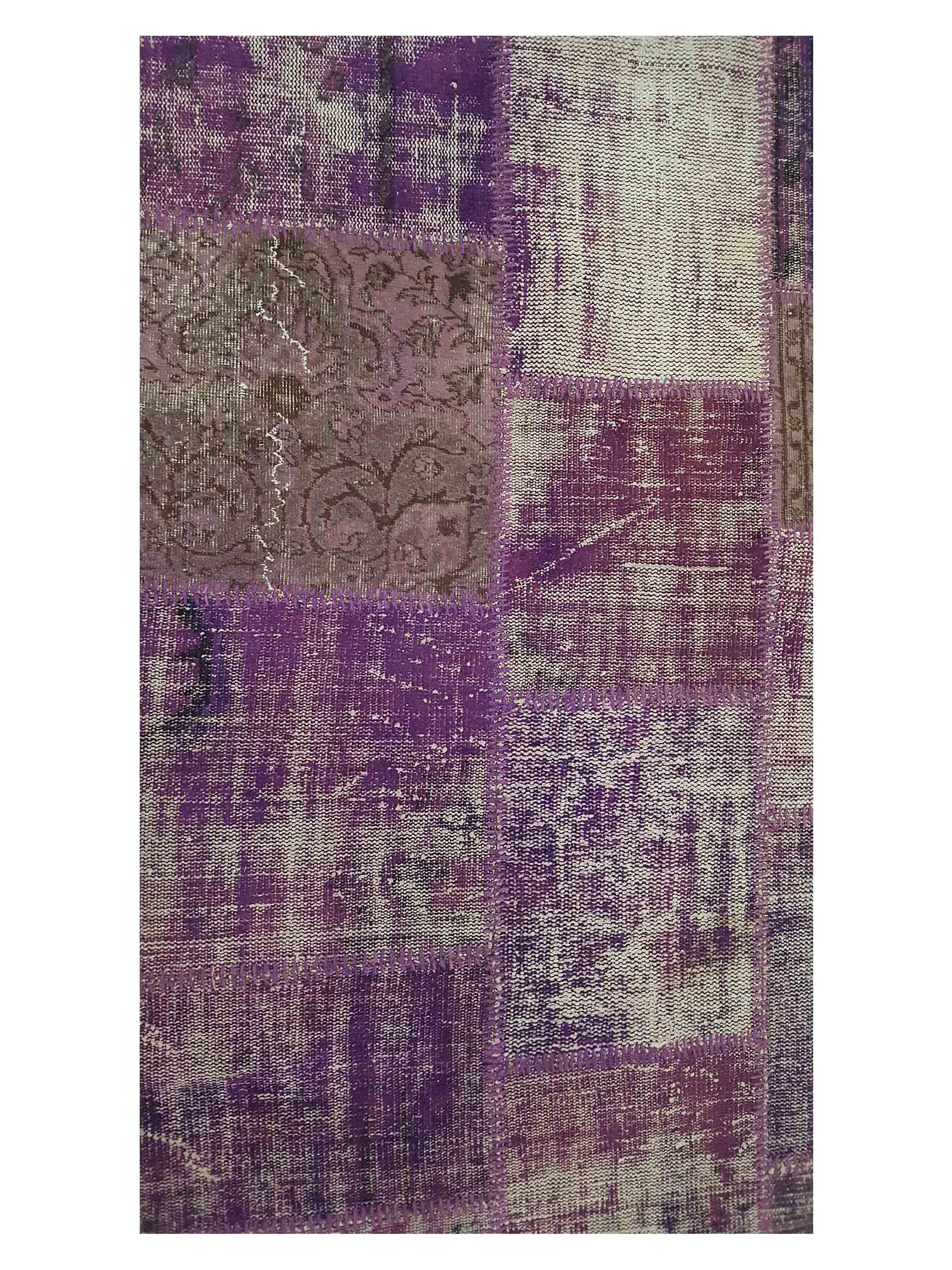 Patchwork Hand Knotted Purple 8x11 - Image 5 of 6