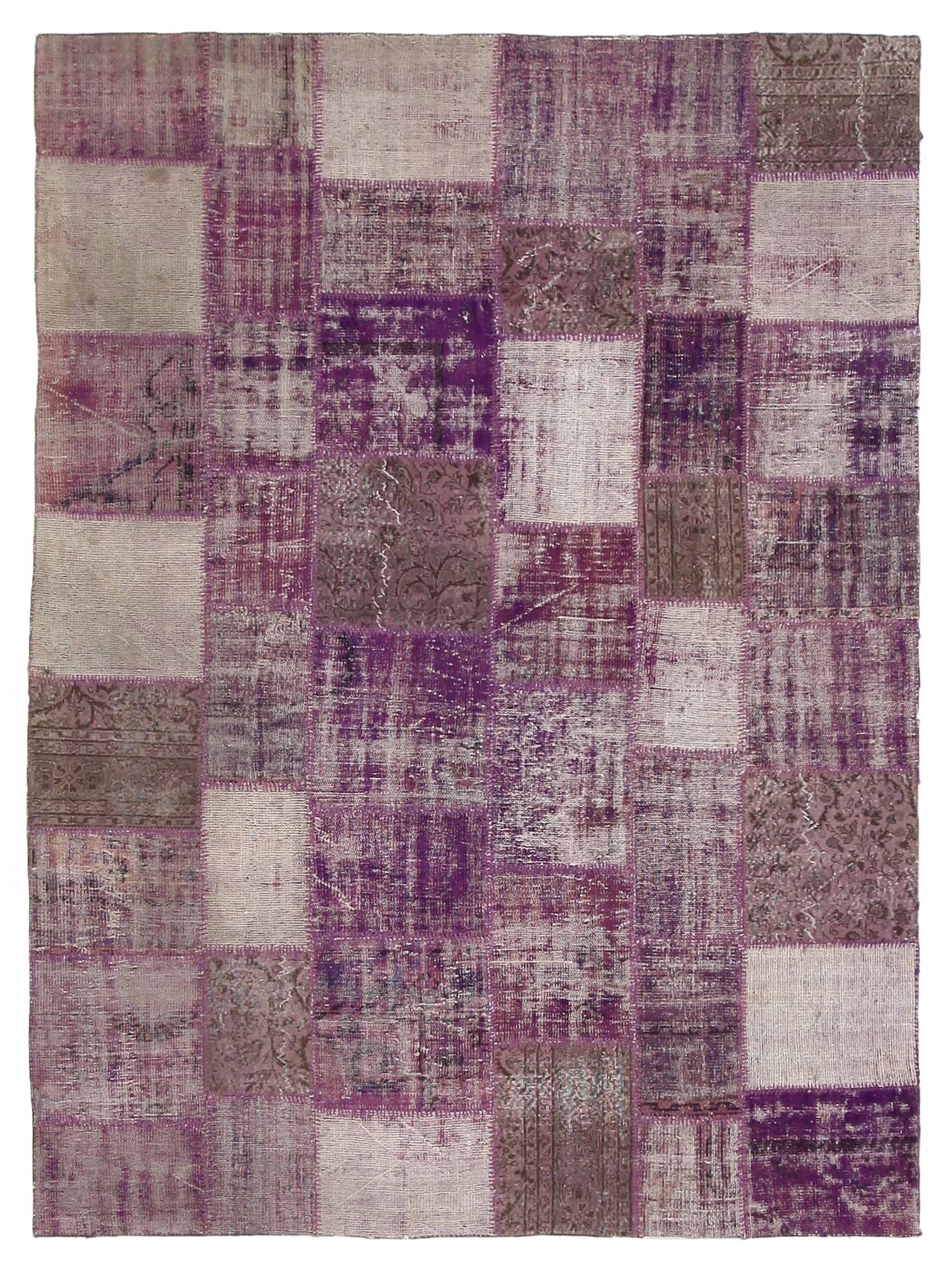 Patchwork Hand Knotted Purple 8x11