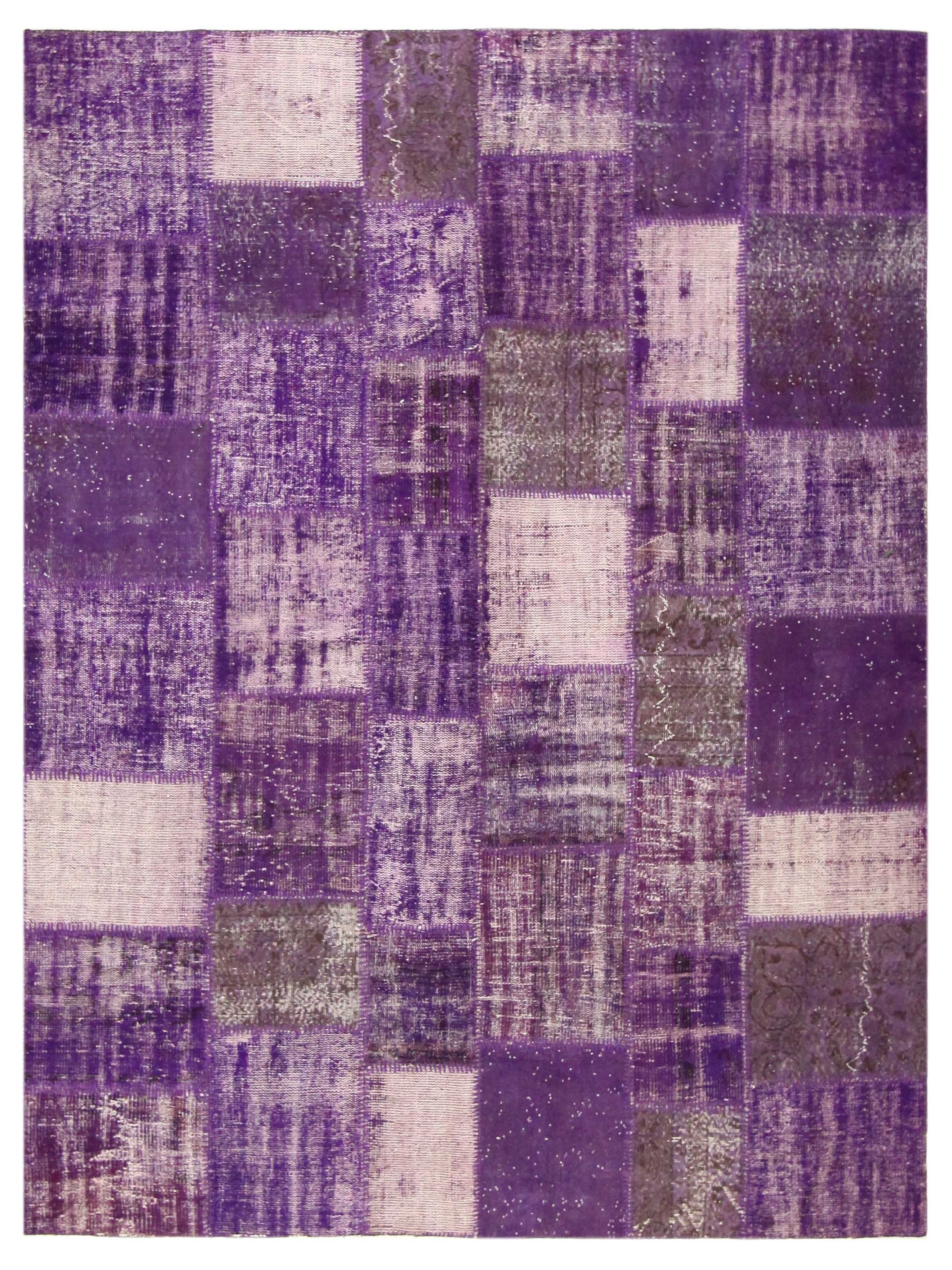 Patchwork Hand Knotted Purple 8x10