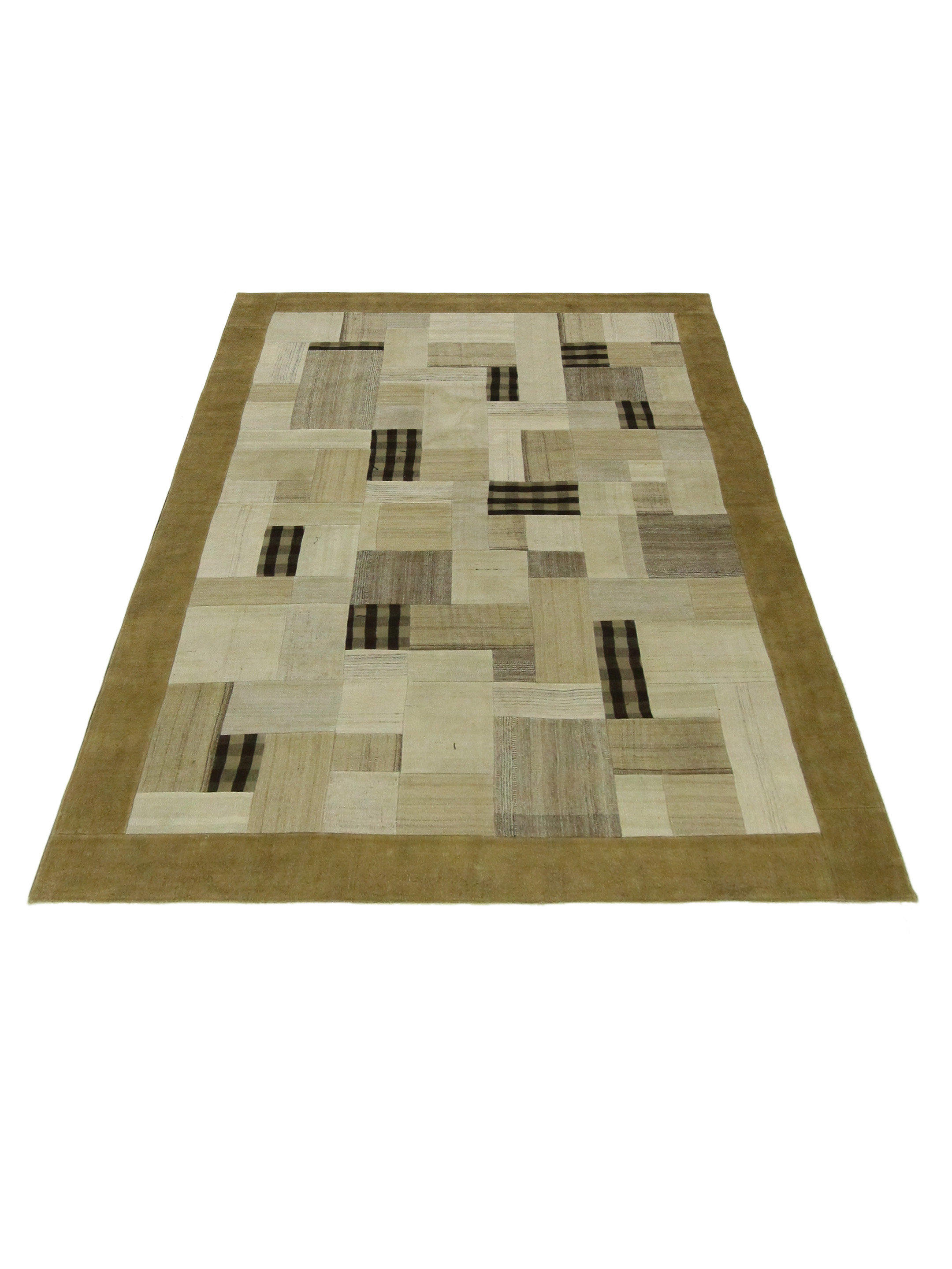 Patchwork Hand Knotted Brown 6x8 - Image 2 of 6