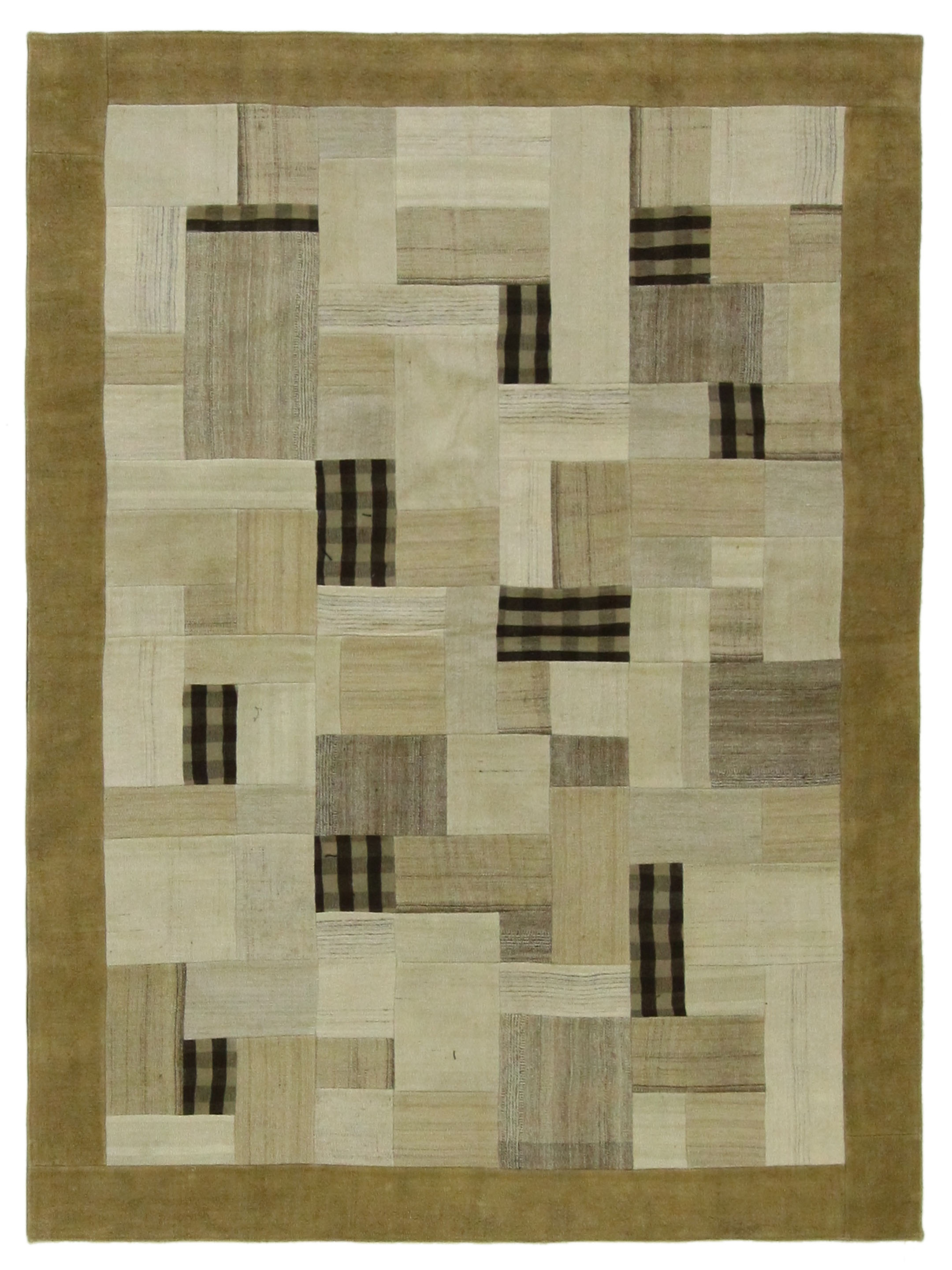 Patchwork Hand Knotted Brown 6x8