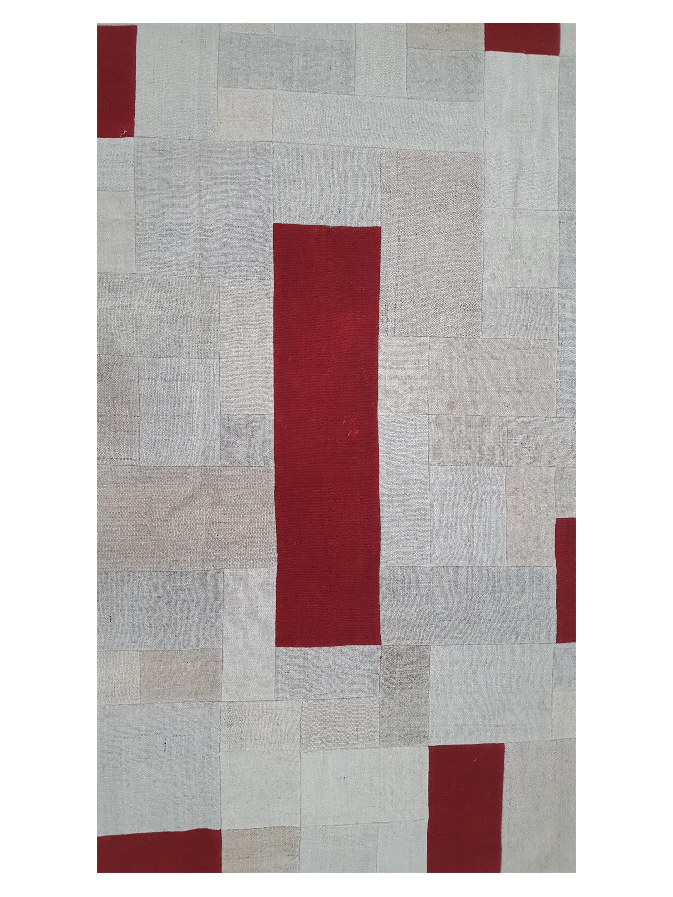 Patchwork Hand Knotted Cream 5x8 - Image 5 of 6