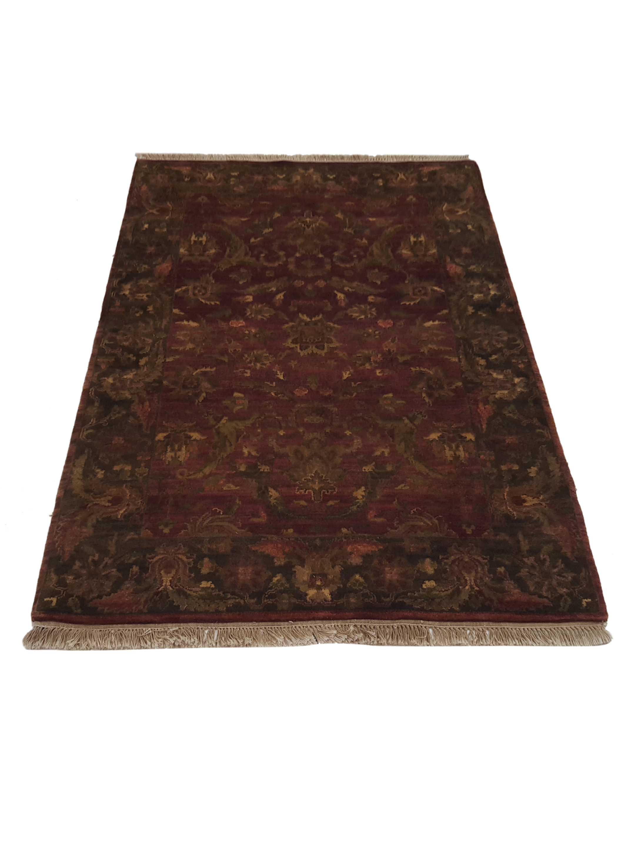 Agra Hand Knotted Burgundy 4x6 - Image 2 of 6