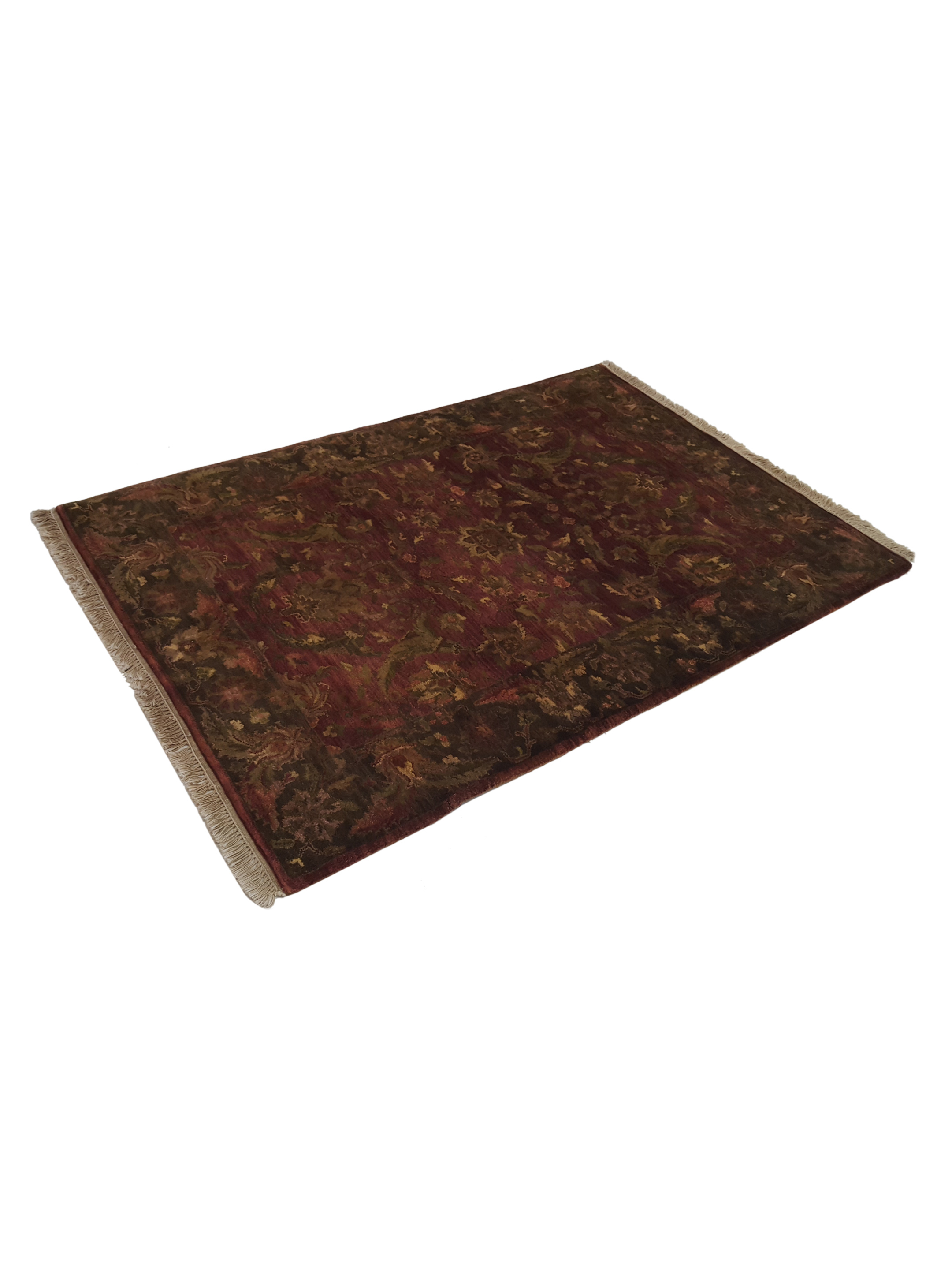 Agra Hand Knotted Burgundy 4x6 - Image 6 of 6
