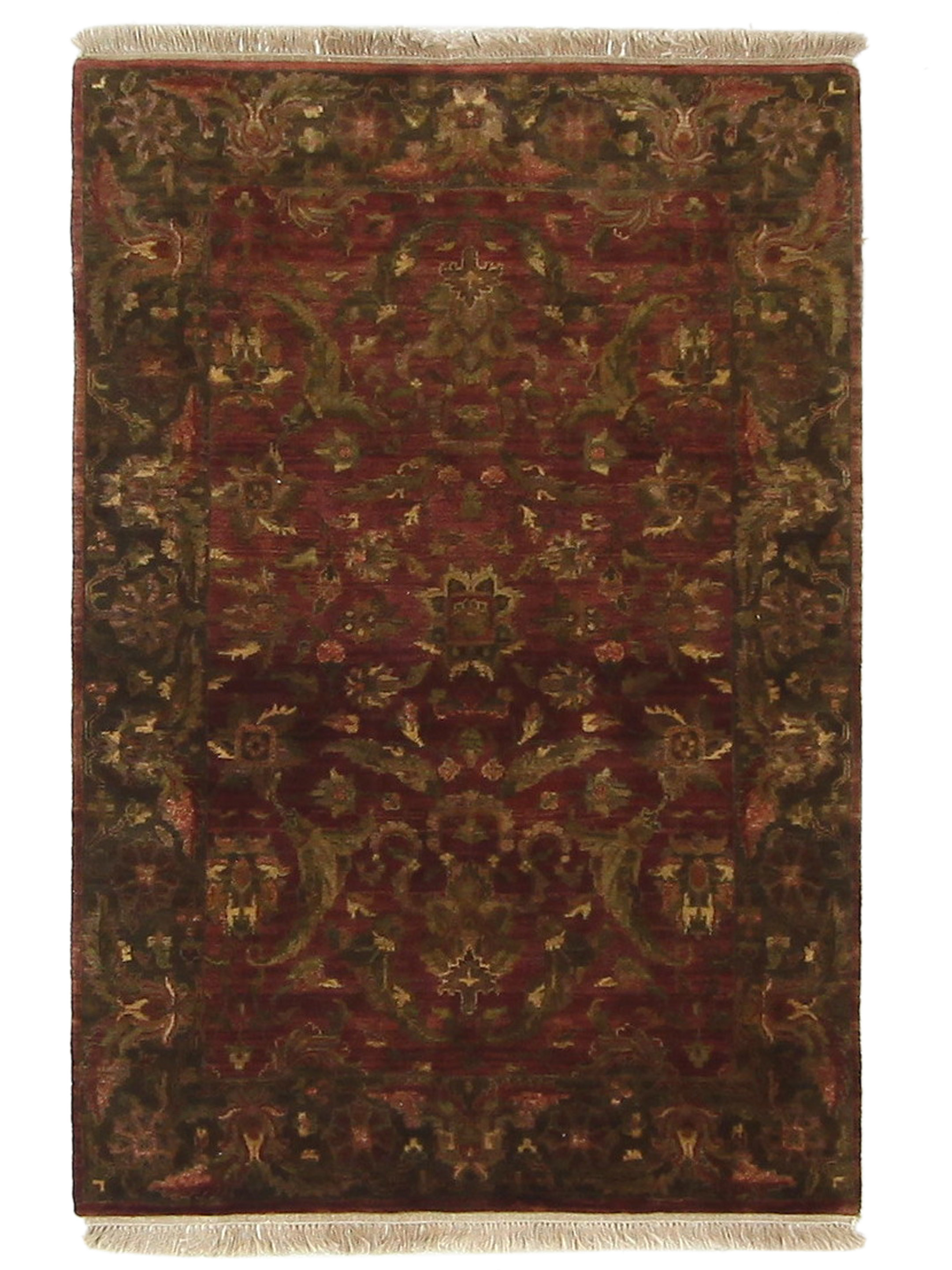 Agra Hand Knotted Burgundy 4x6