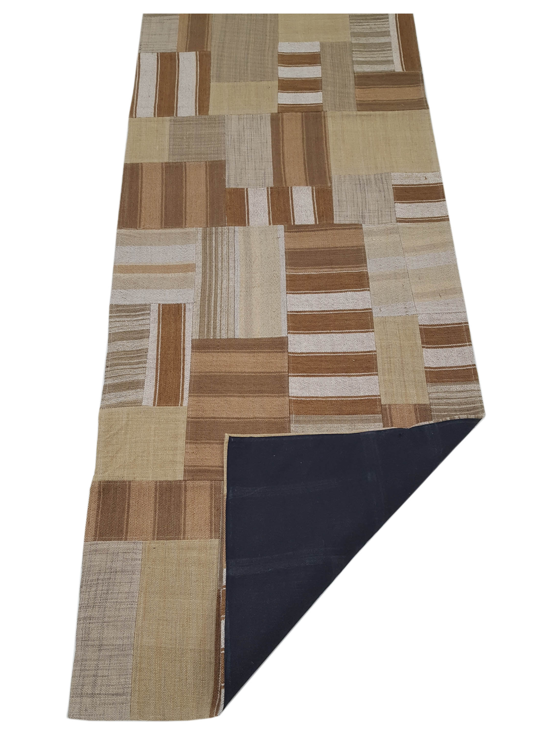 Patch Flatweave Hand Knotted Brown 3x10 - Image 3 of 6