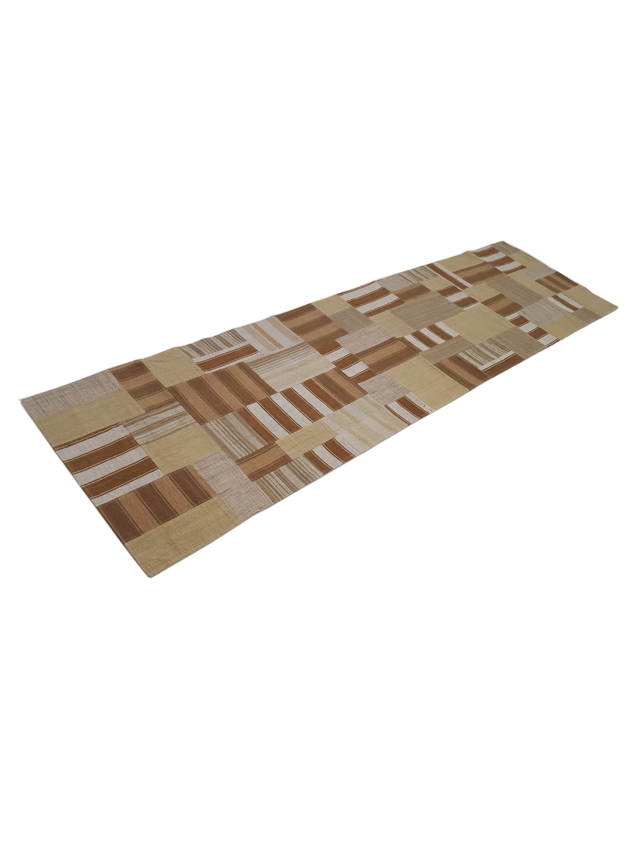 Patch Flatweave Hand Knotted Brown 3x10 - Image 6 of 6