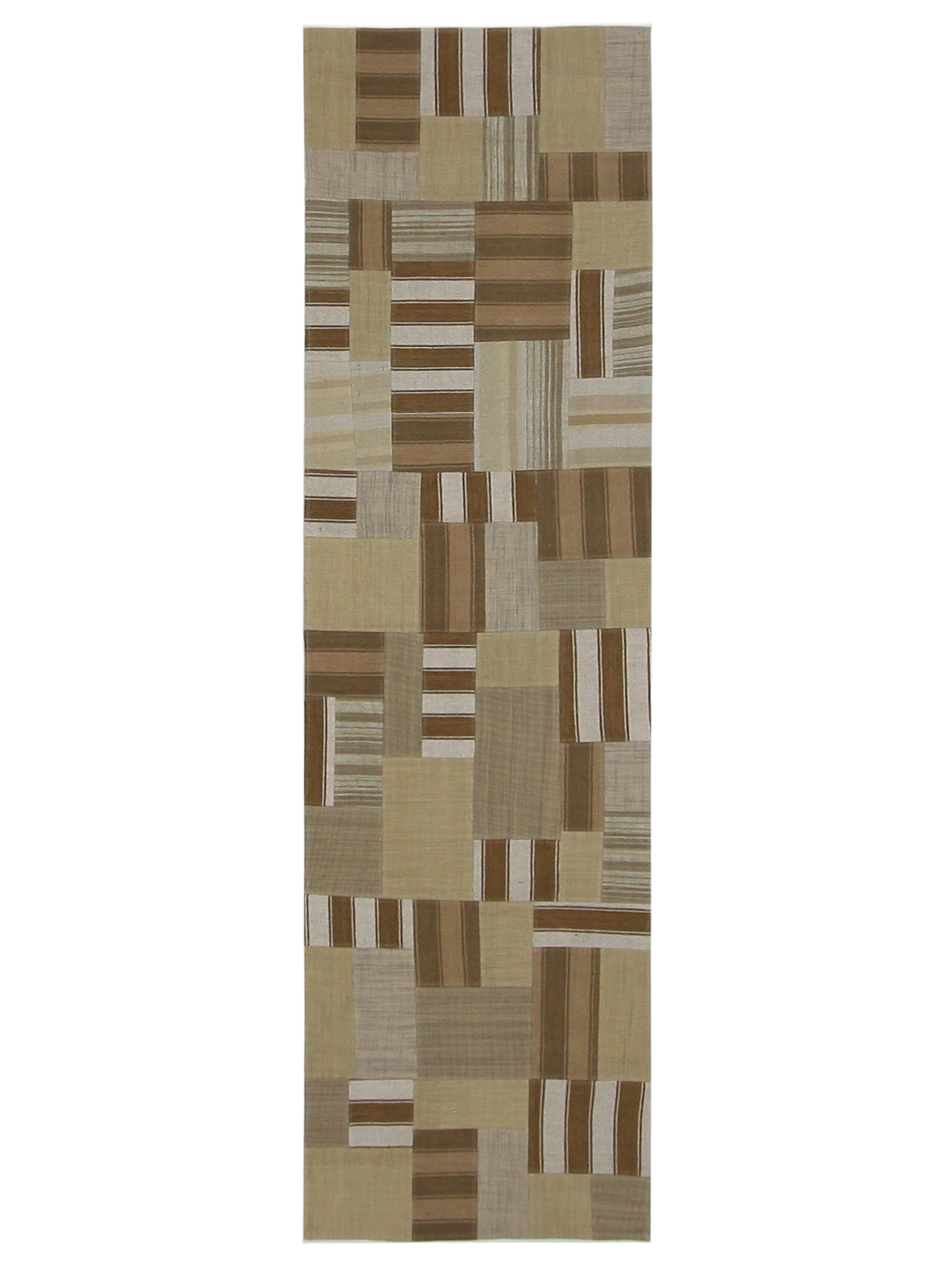 Patch Flatweave Hand Knotted Brown 3x10