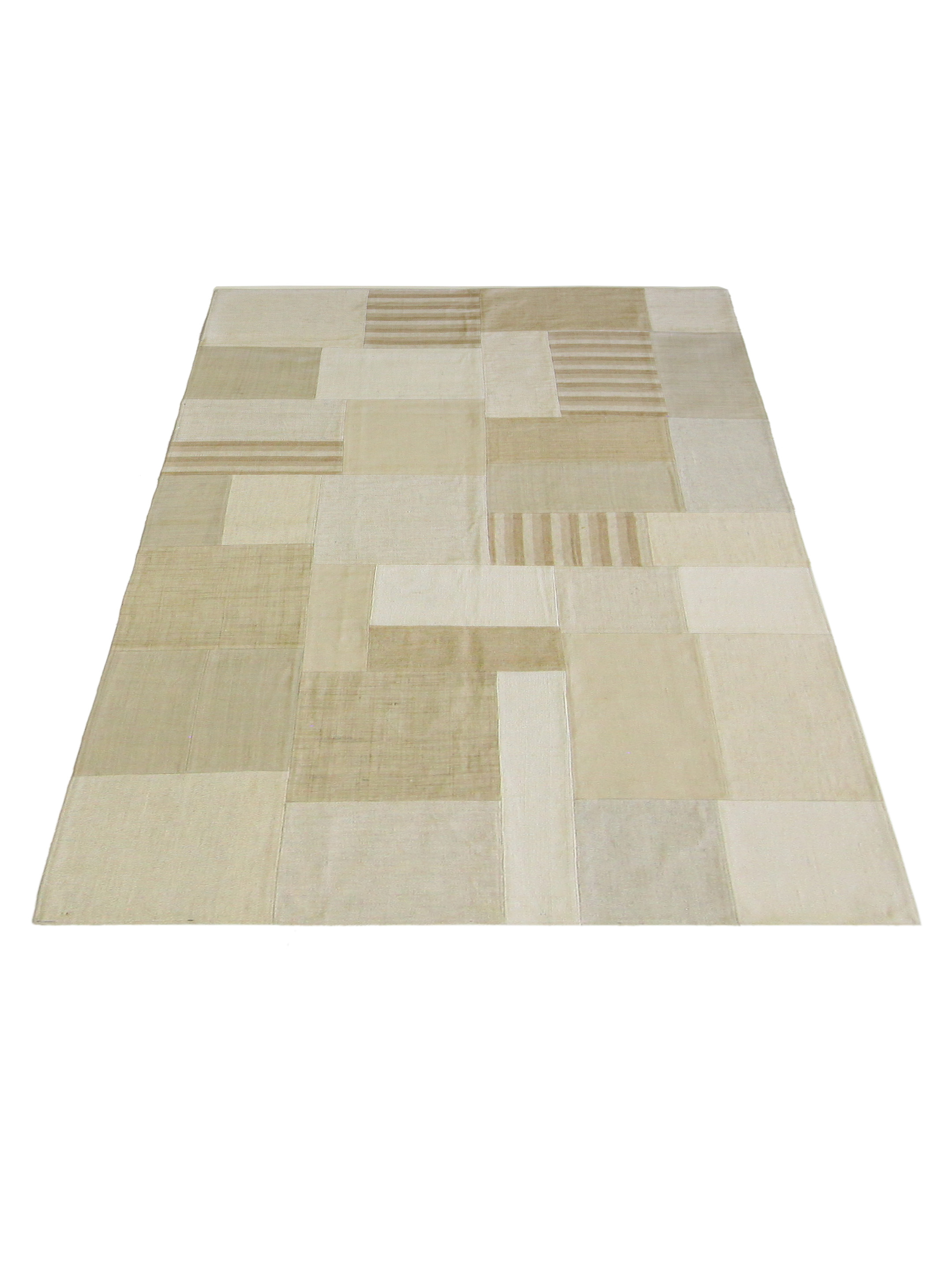 Patch Flatweave Hand Knotted Ivory 5x8 - Image 2 of 6