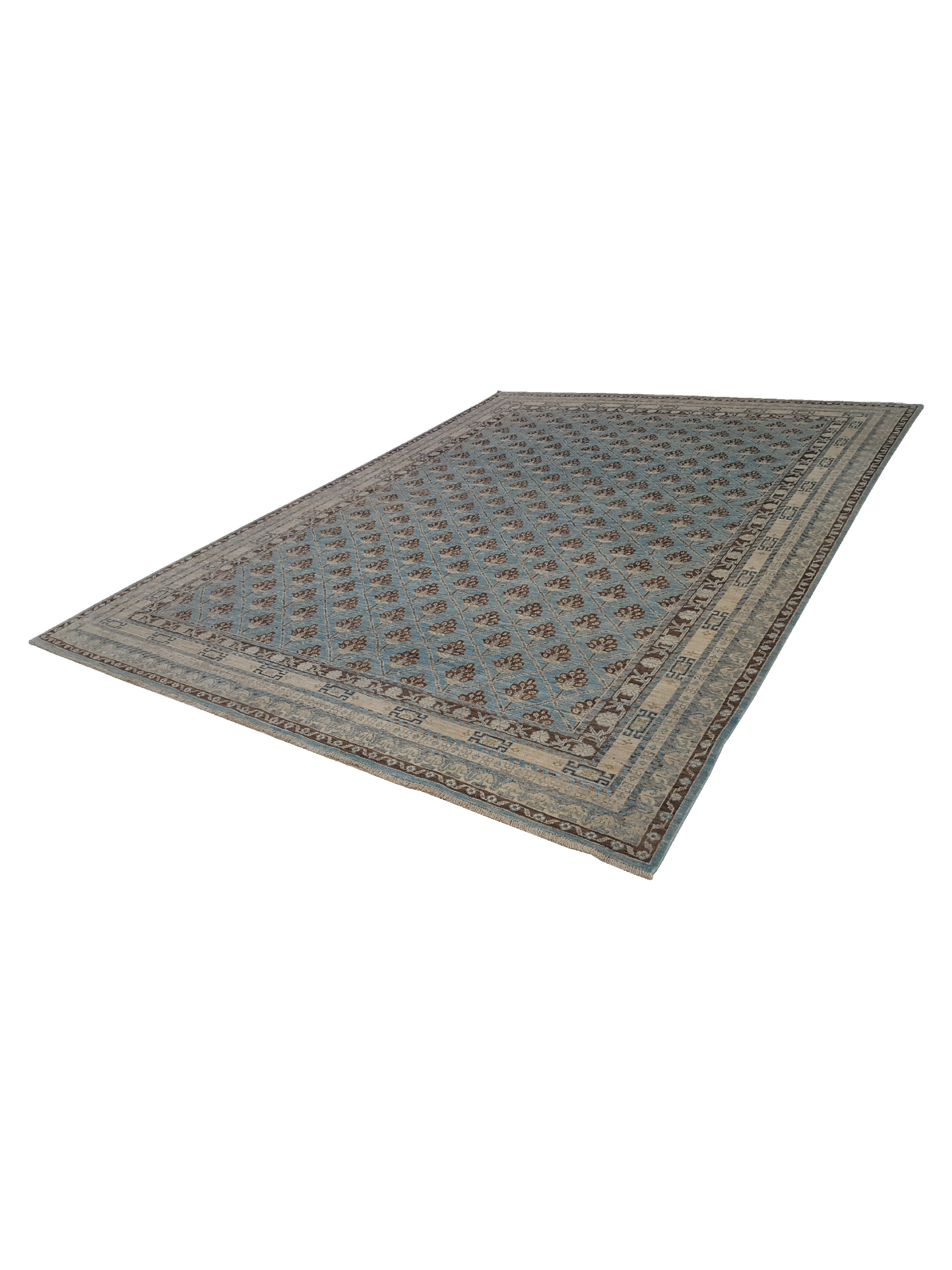 Khotan Hand Knotted Blue 9x12 - Image 6 of 6