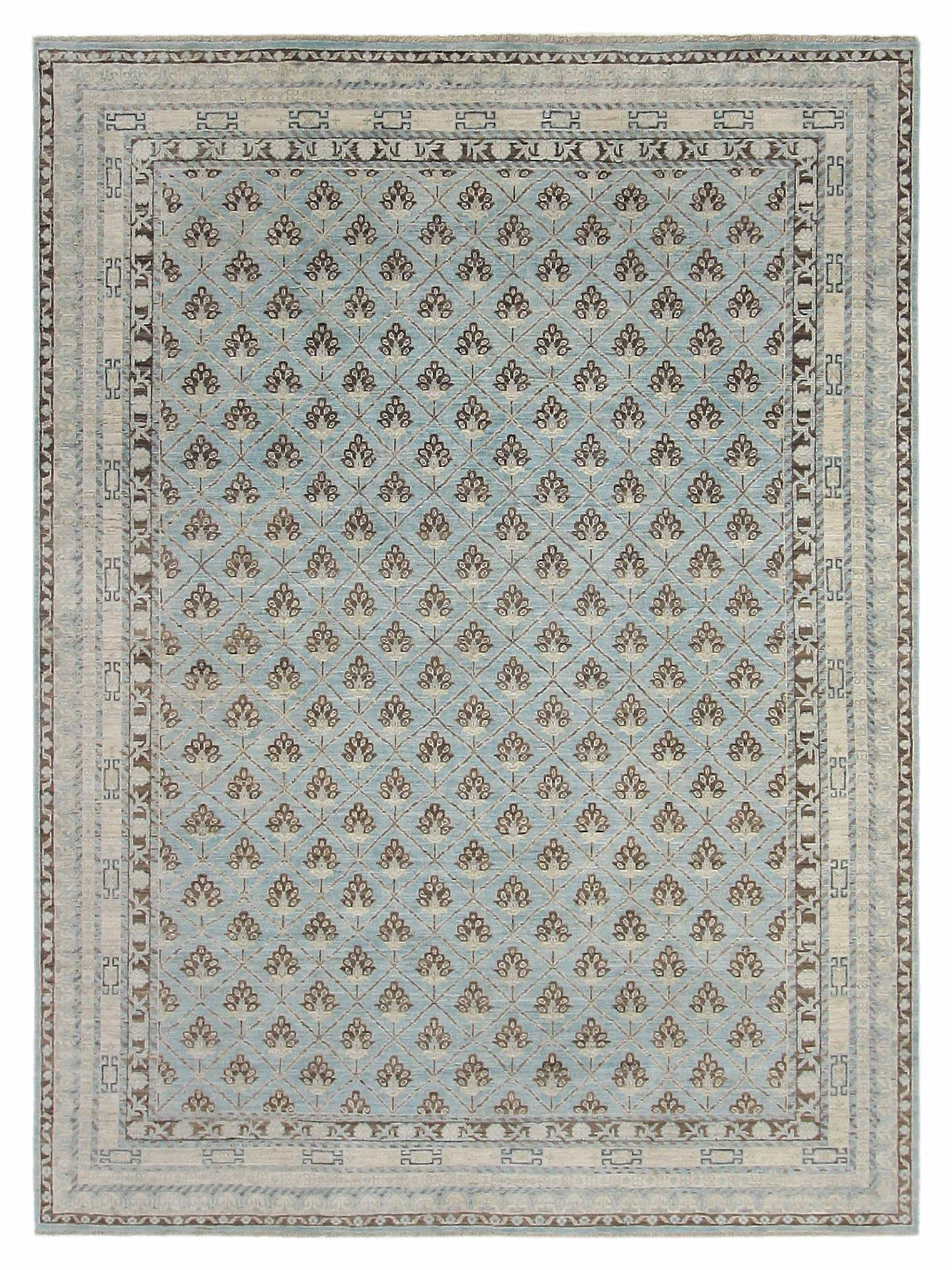Khotan Hand Knotted Blue 9x12