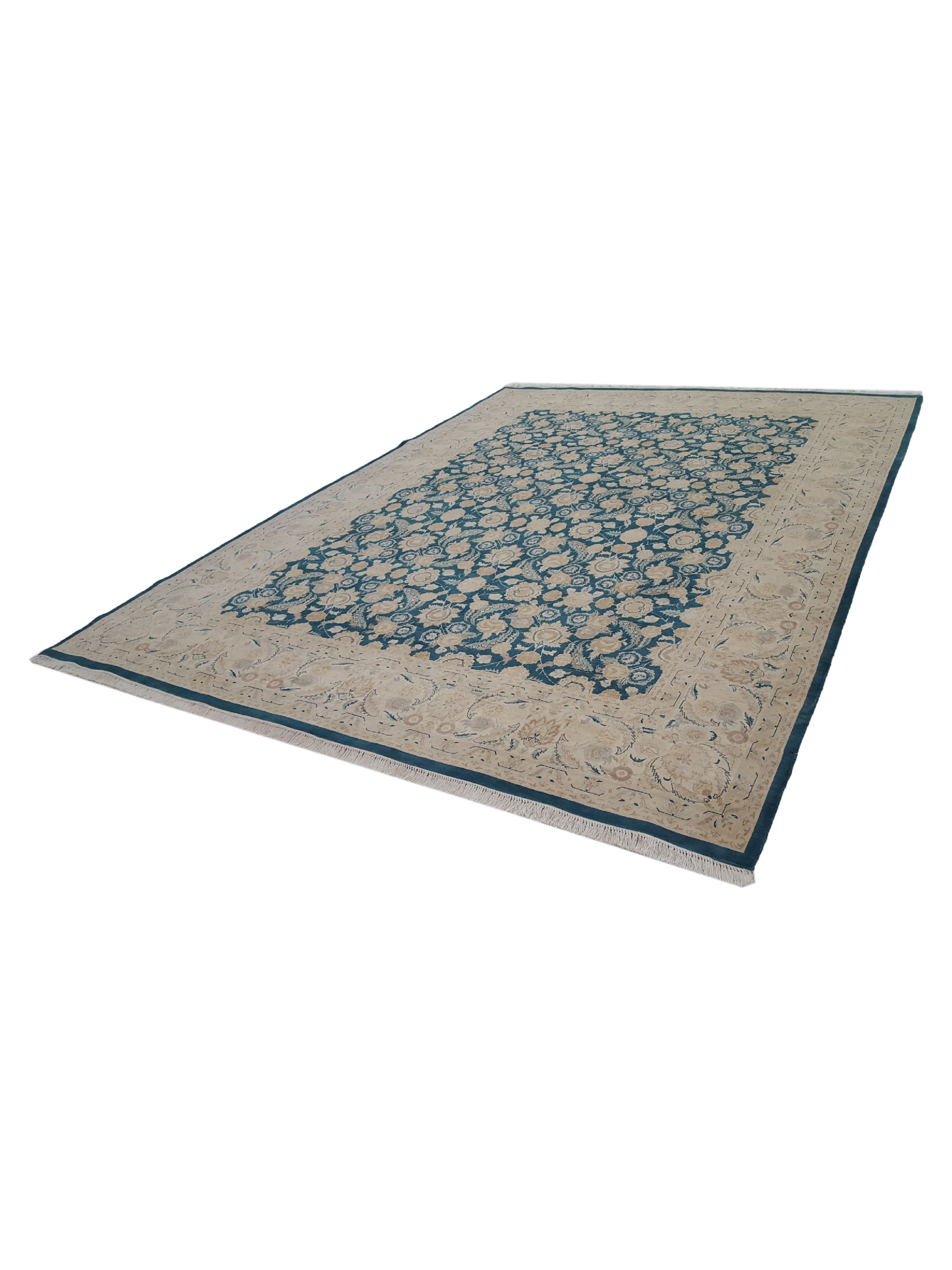 Classic Hand Knotted Teal 9x12 - Image 6 of 6