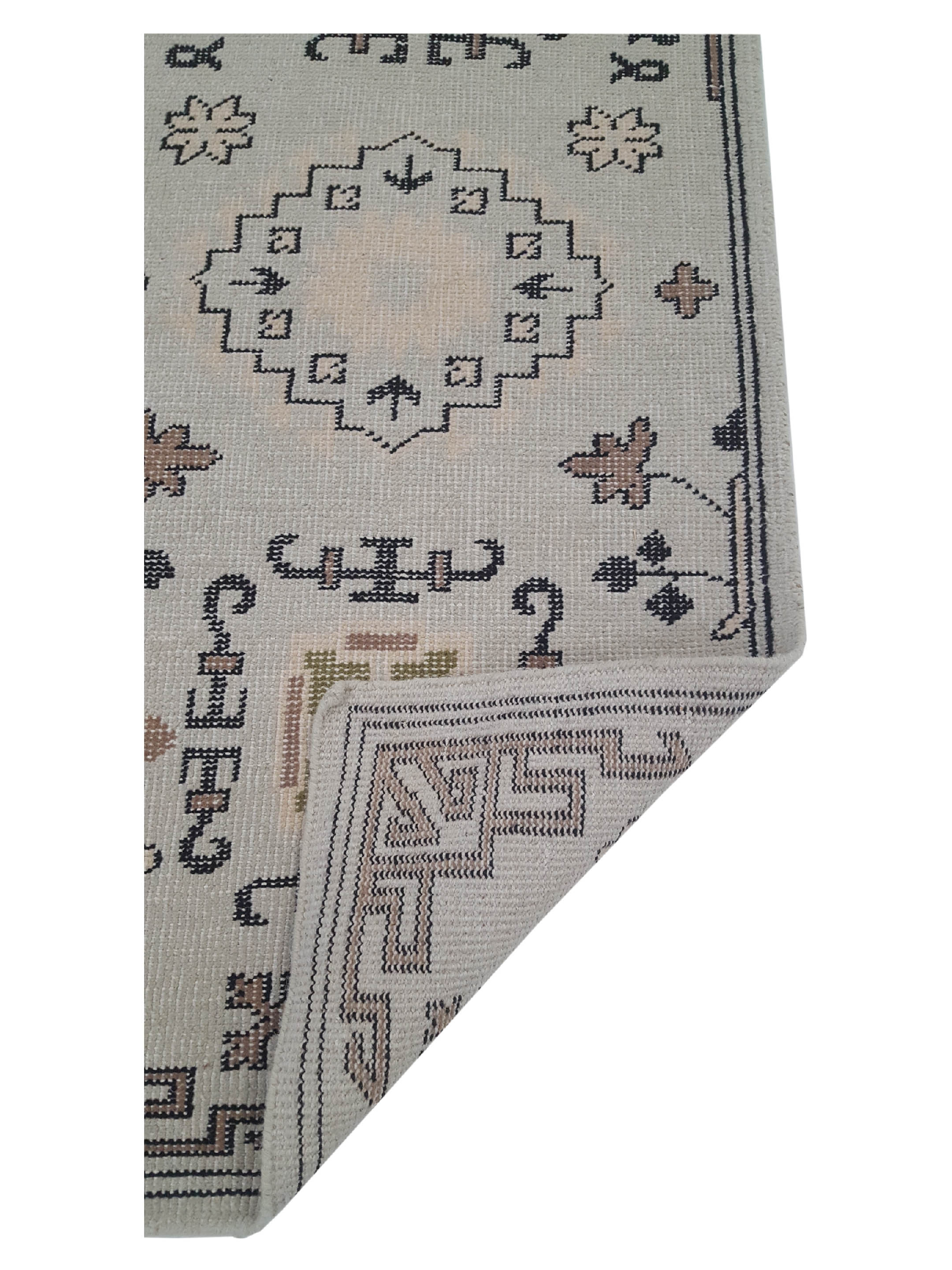 Vintage Khotan Hand Knotted Beige 3x10 - Image 3 of 6