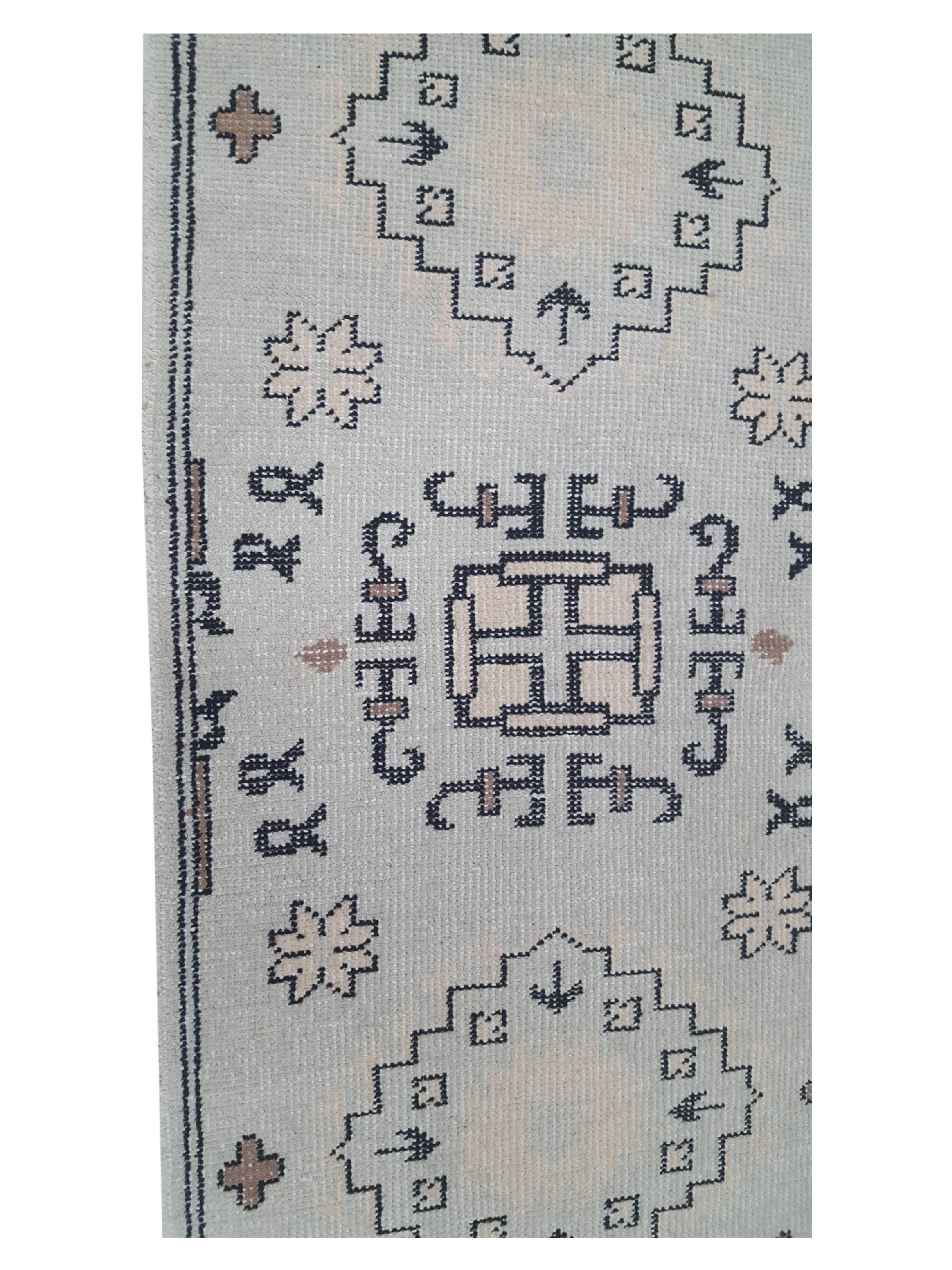 Vintage Khotan Hand Knotted Beige 3x10 - Image 5 of 6