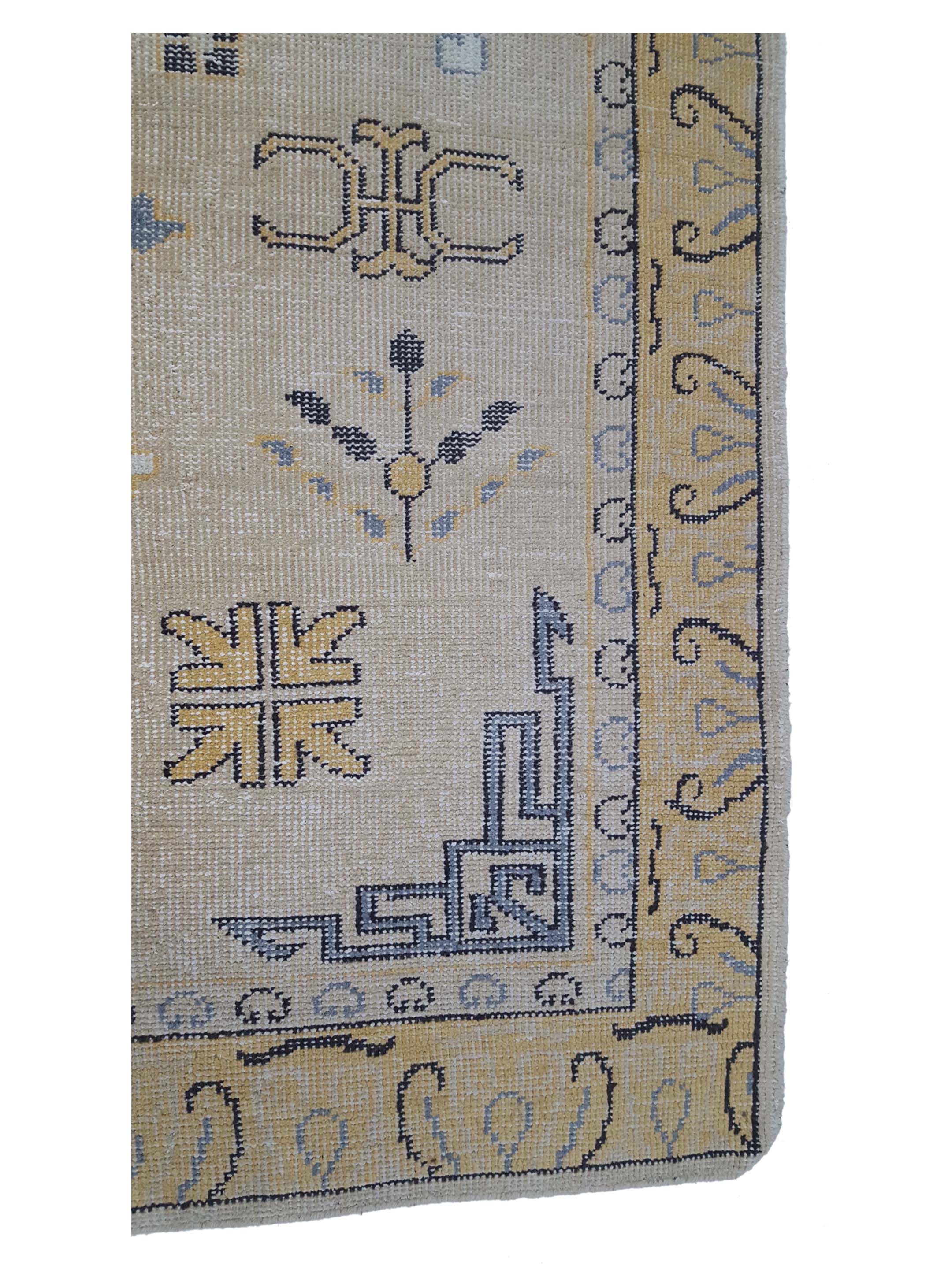 Vintage Khotan Hand Knotted Beige - Image 4 of 6