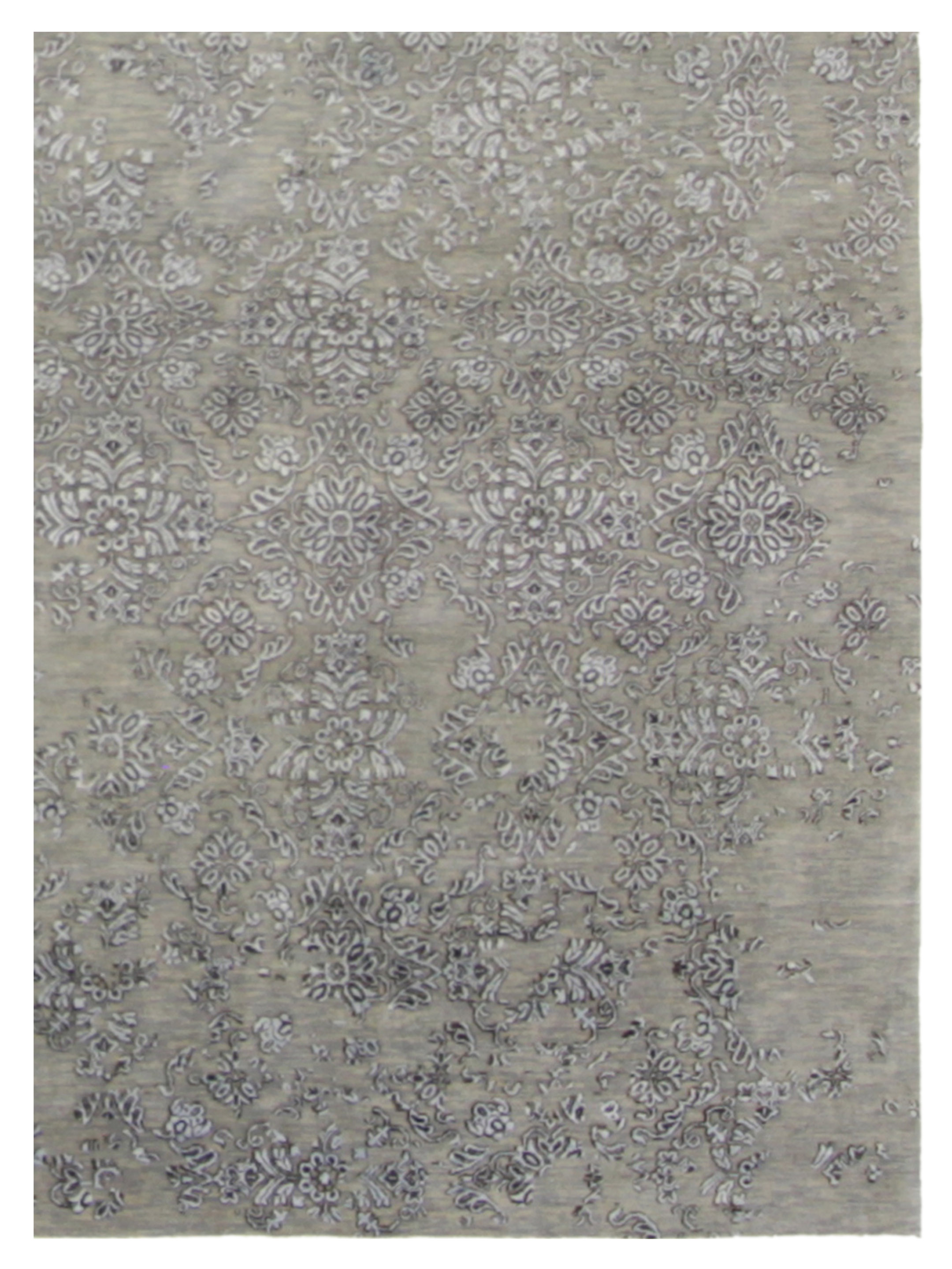 Erase Hand Knotted Grey 9x12 - Image 3 of 4