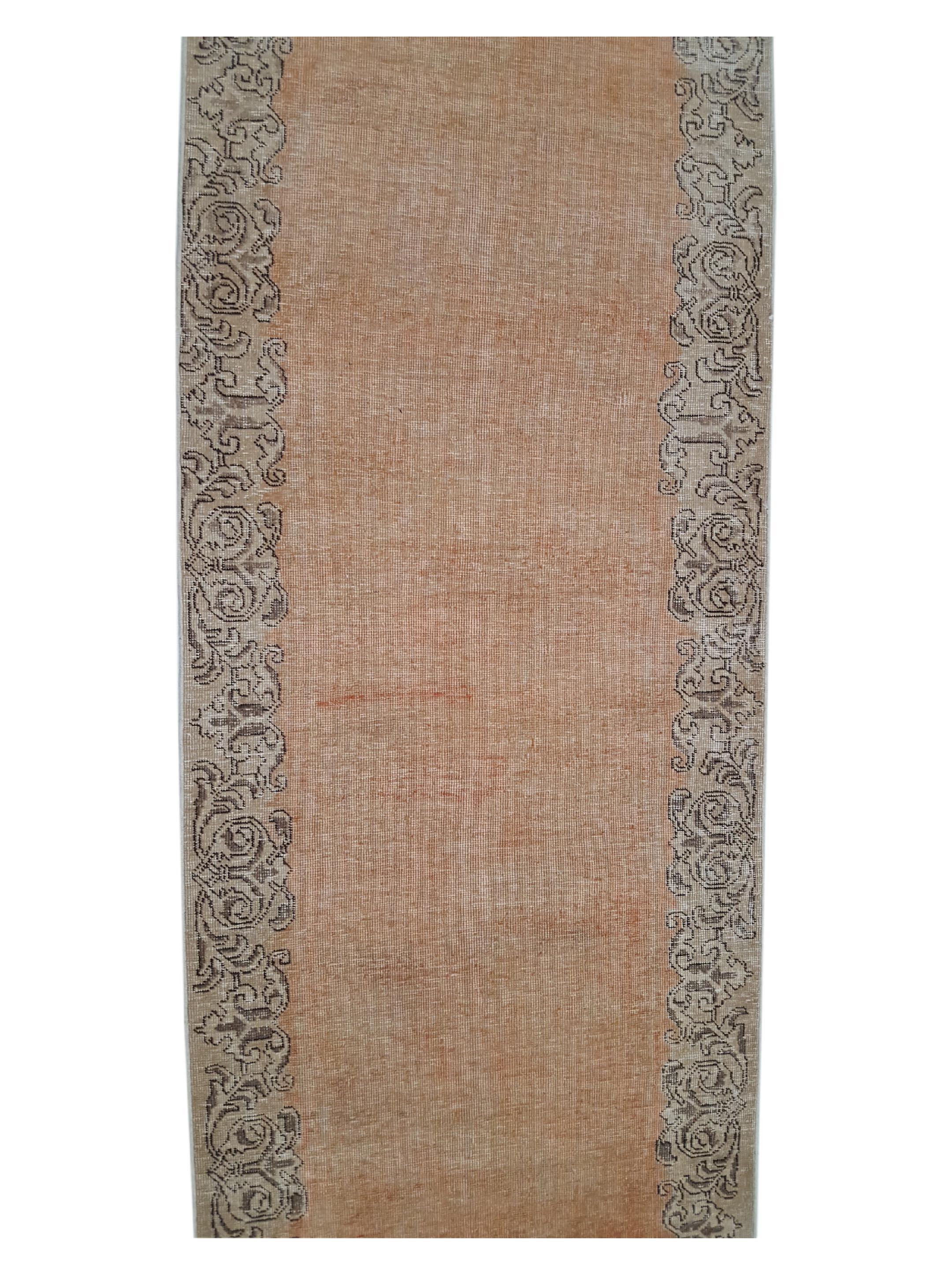 Vintage Hand Knotted Orange 2x12 - Image 5 of 6
