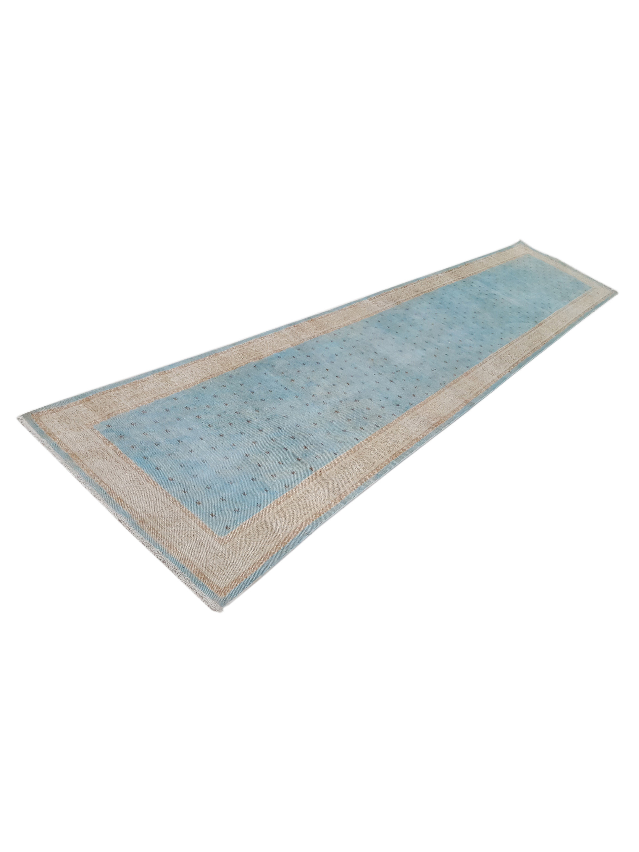 Vintage Hand Knotted Teal 3x16 - Image 6 of 6