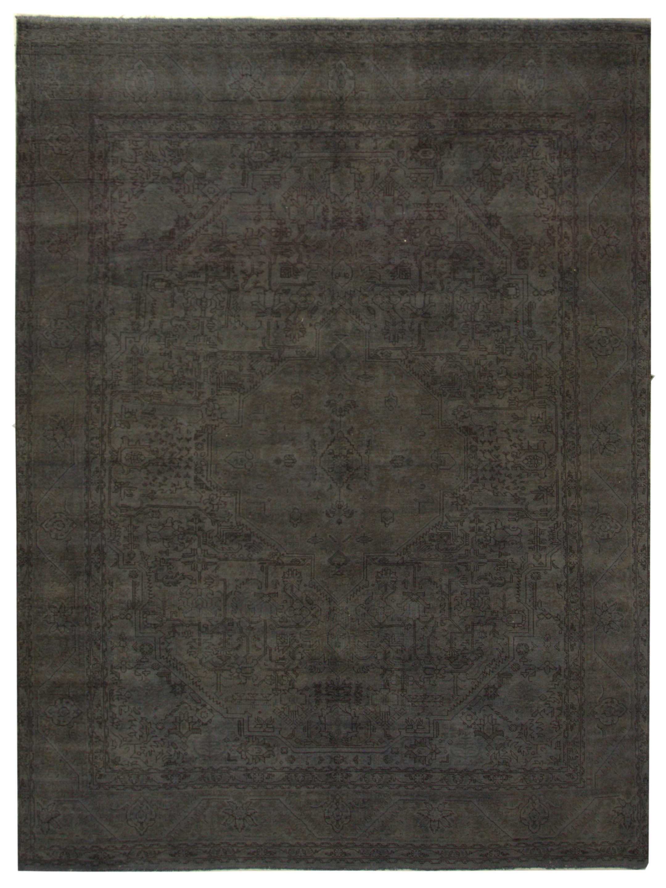 Overdyed Hand Knotted Grey 10x13