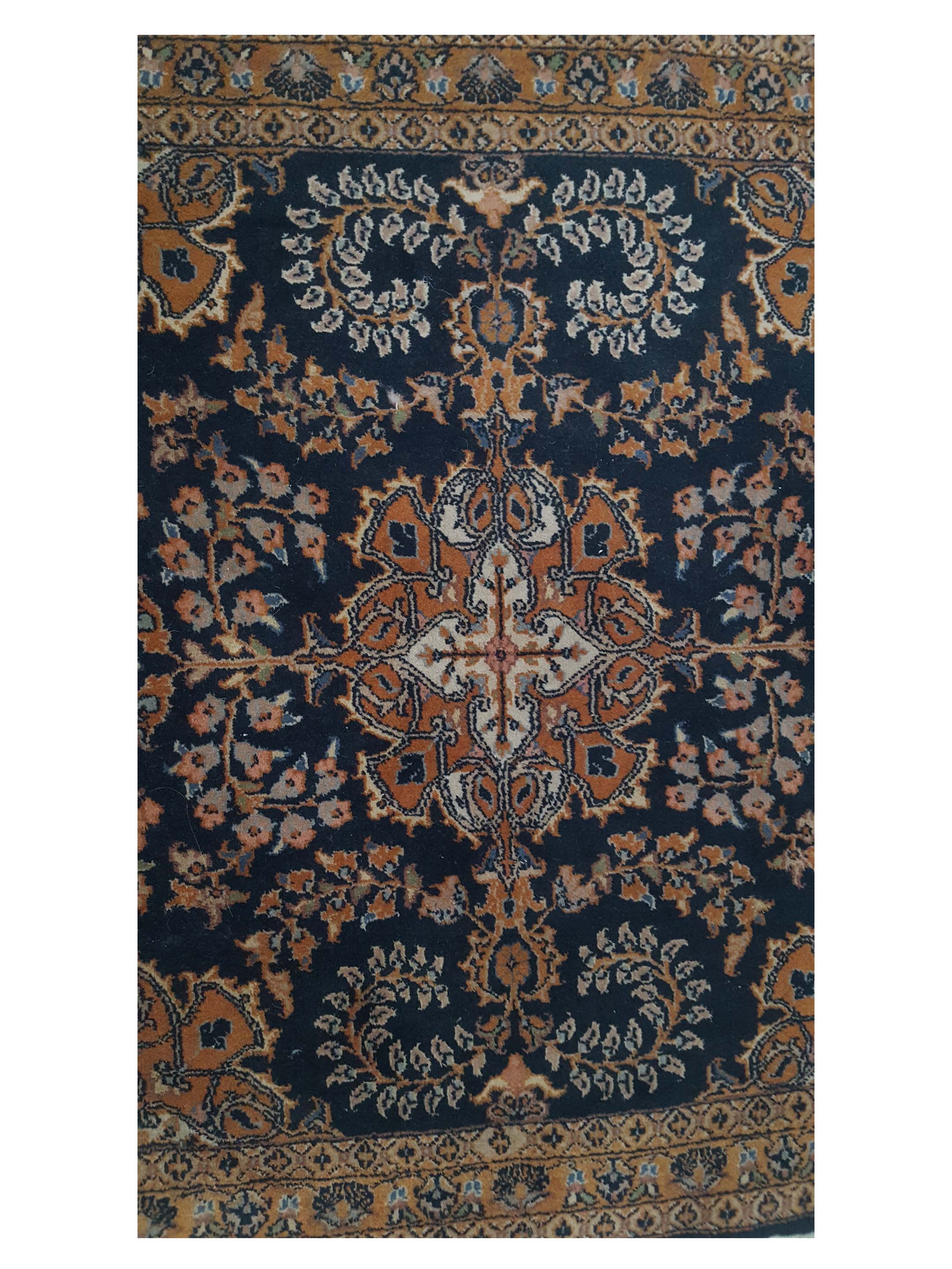 Sarouk Hand Knotted Navy 3x3 - Image 5 of 6