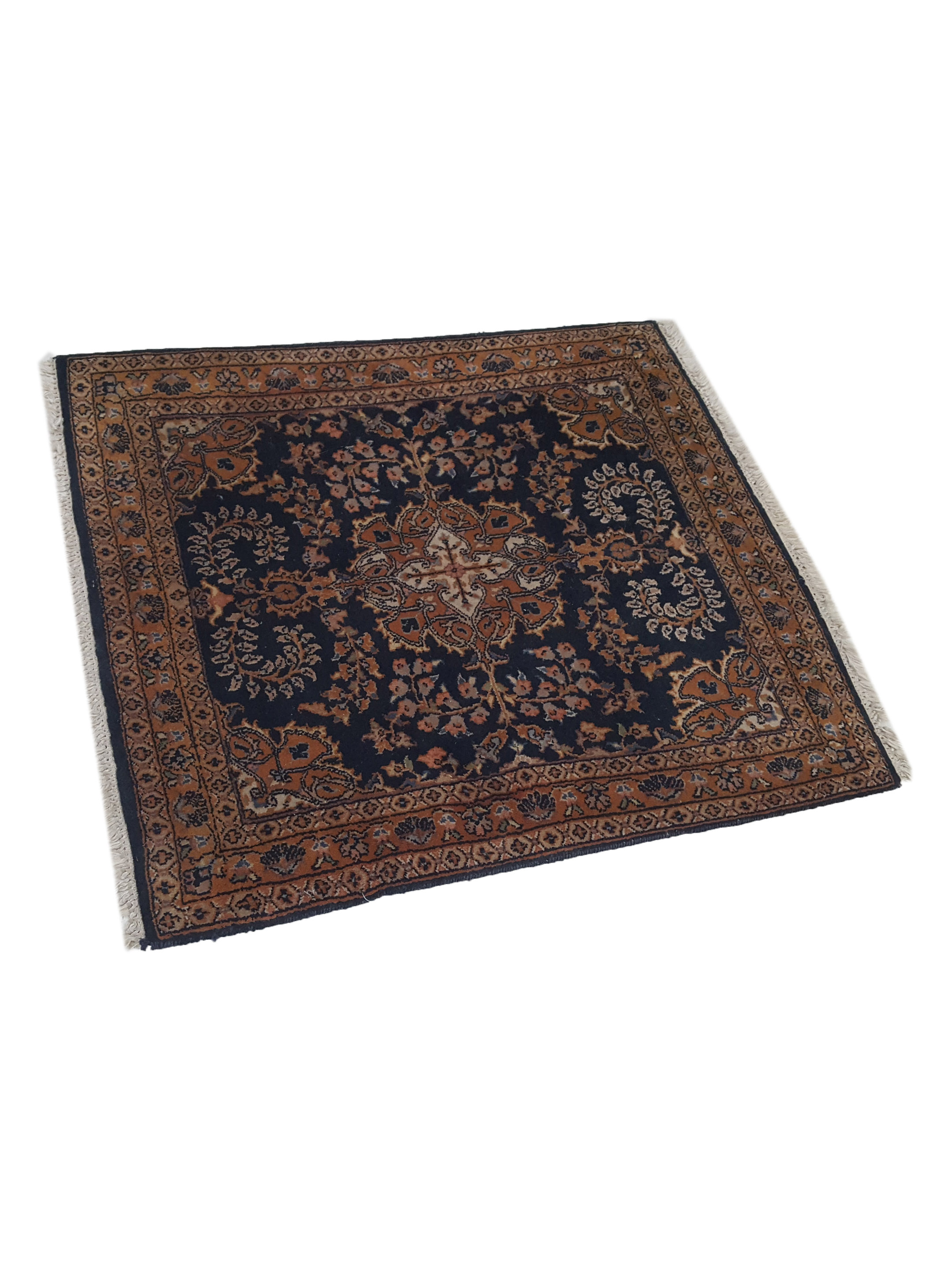 Sarouk Hand Knotted Navy 3x3 - Image 6 of 6