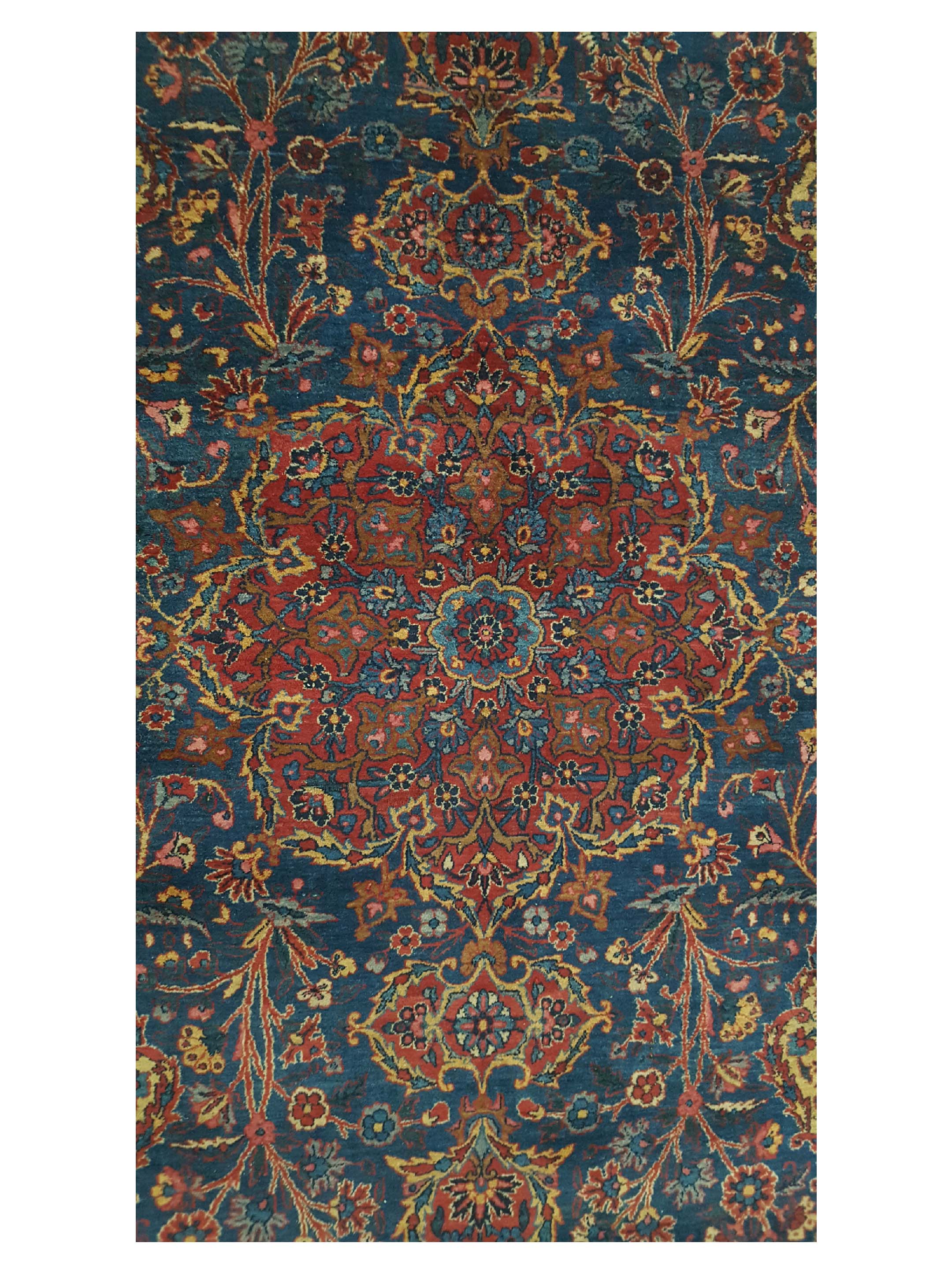 Antique Kerman Blue 5x10 - Image 5 of 6