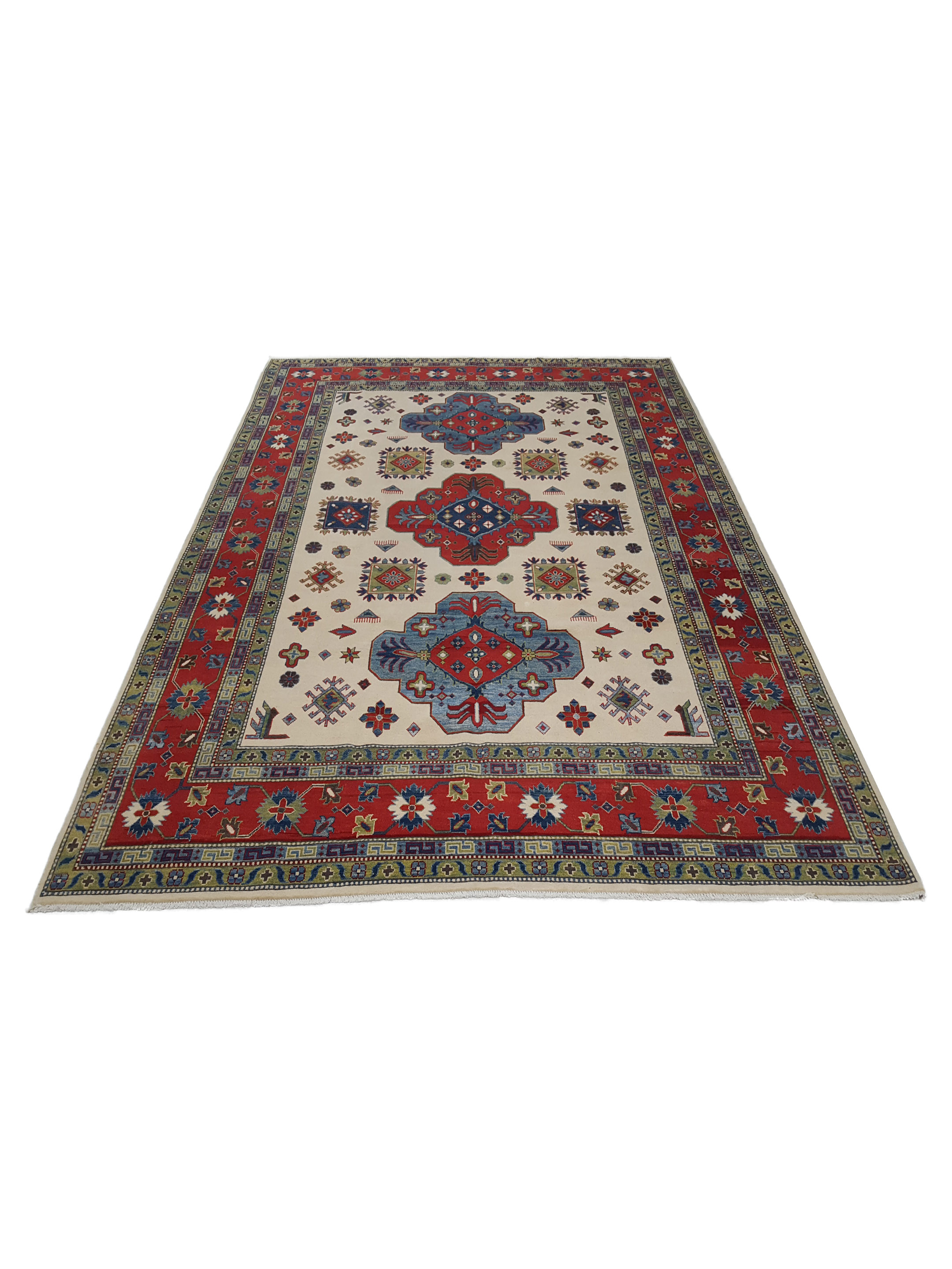 Kazak Hand Knotted Ivory 9x12 - Image 2 of 6