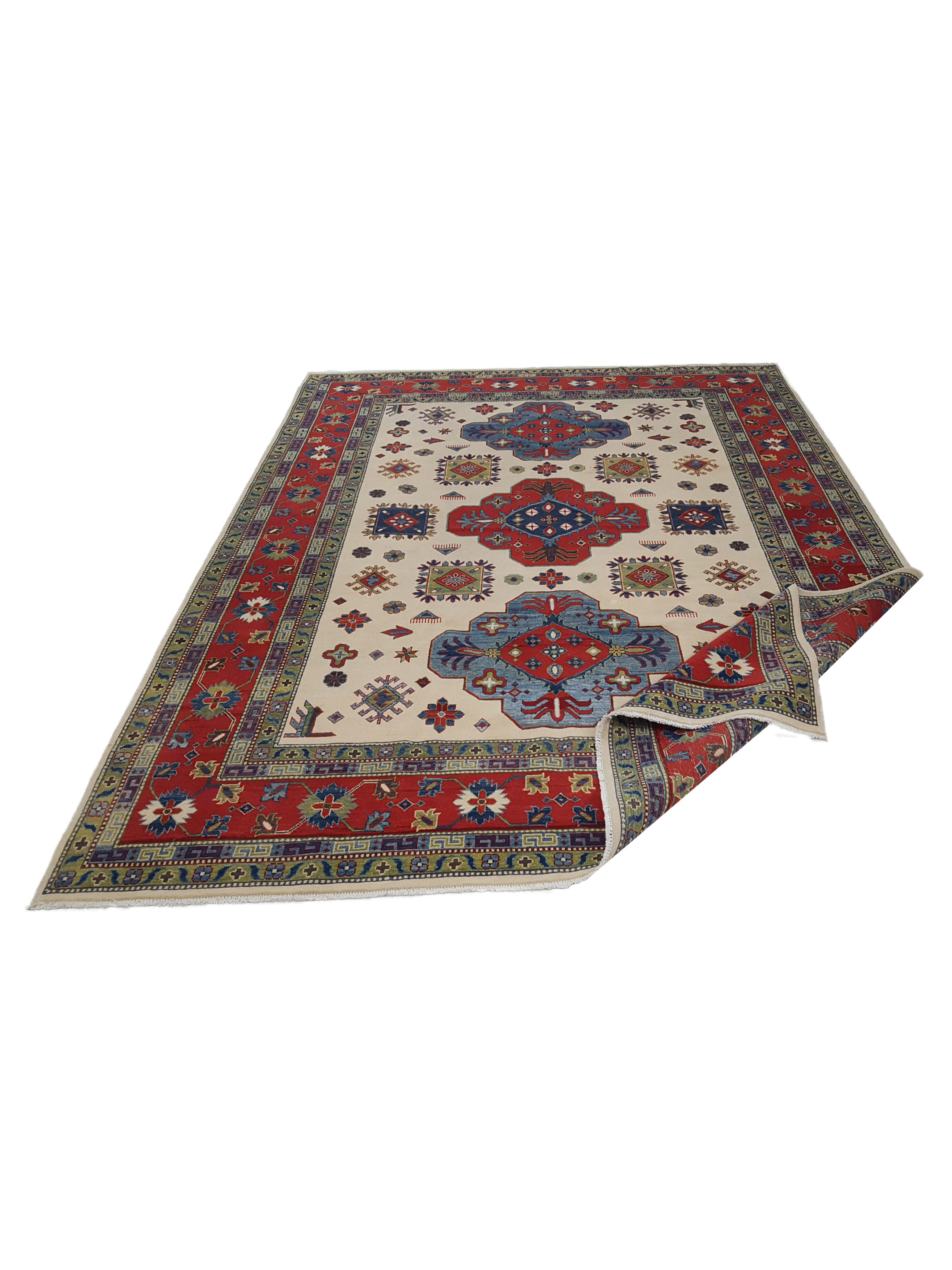 Kazak Hand Knotted Ivory 9x12 - Image 3 of 6