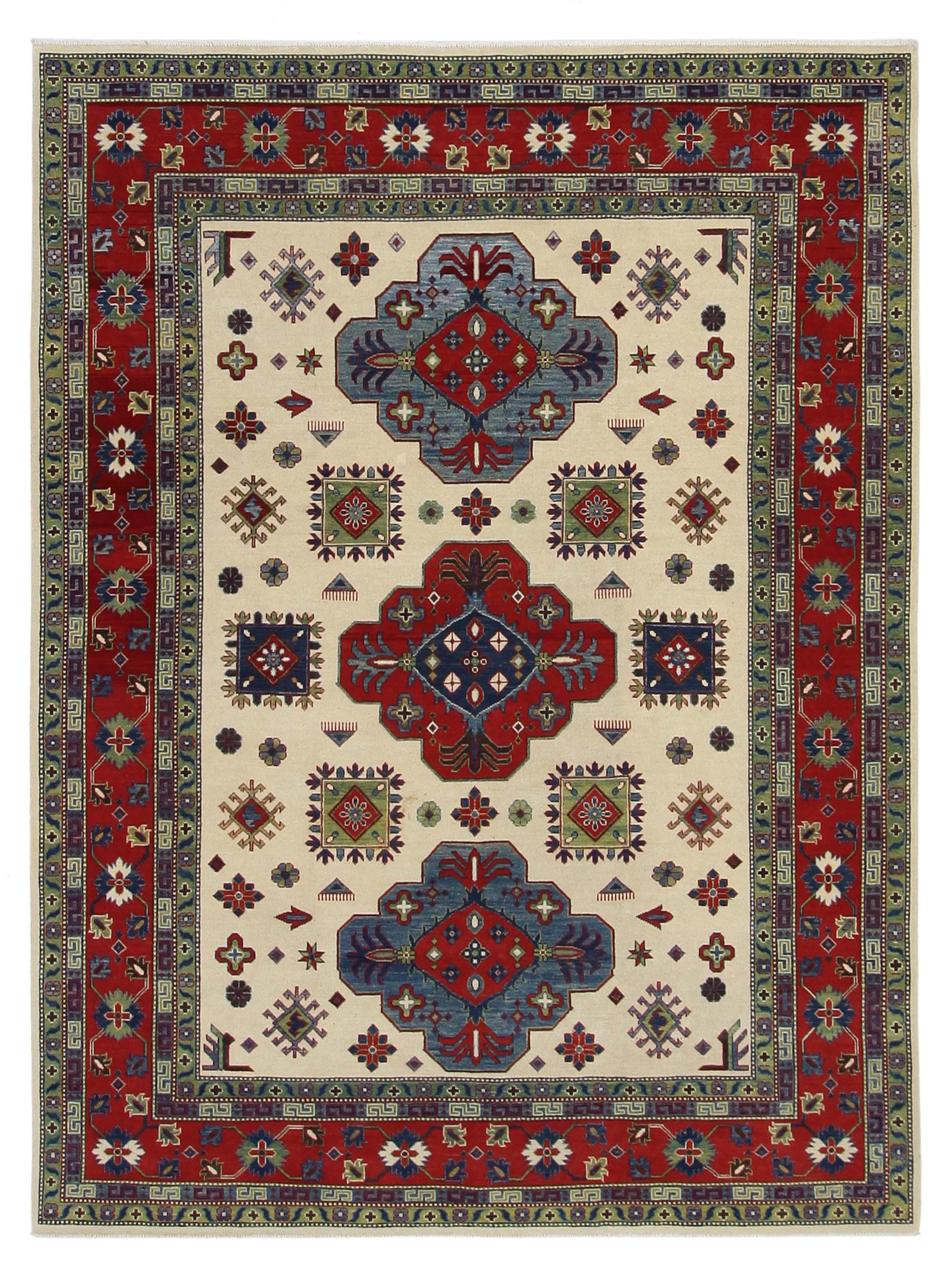 Kazak Hand Knotted Ivory 9x12