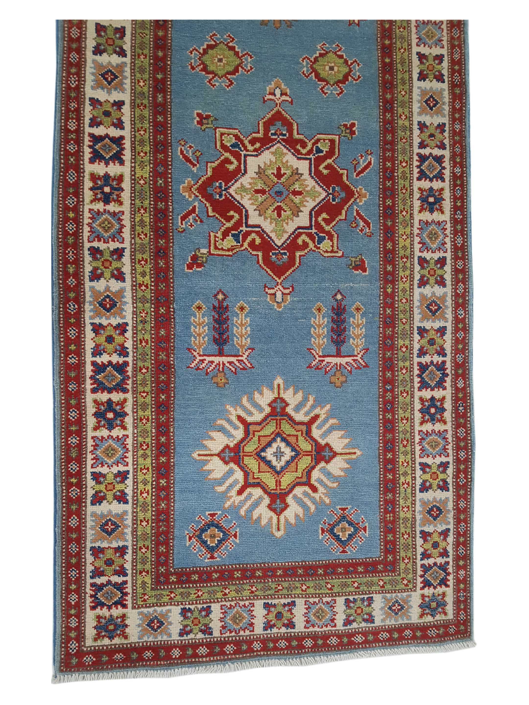 Kazak Hand Knotted Blue 3x10 - Image 4 of 6