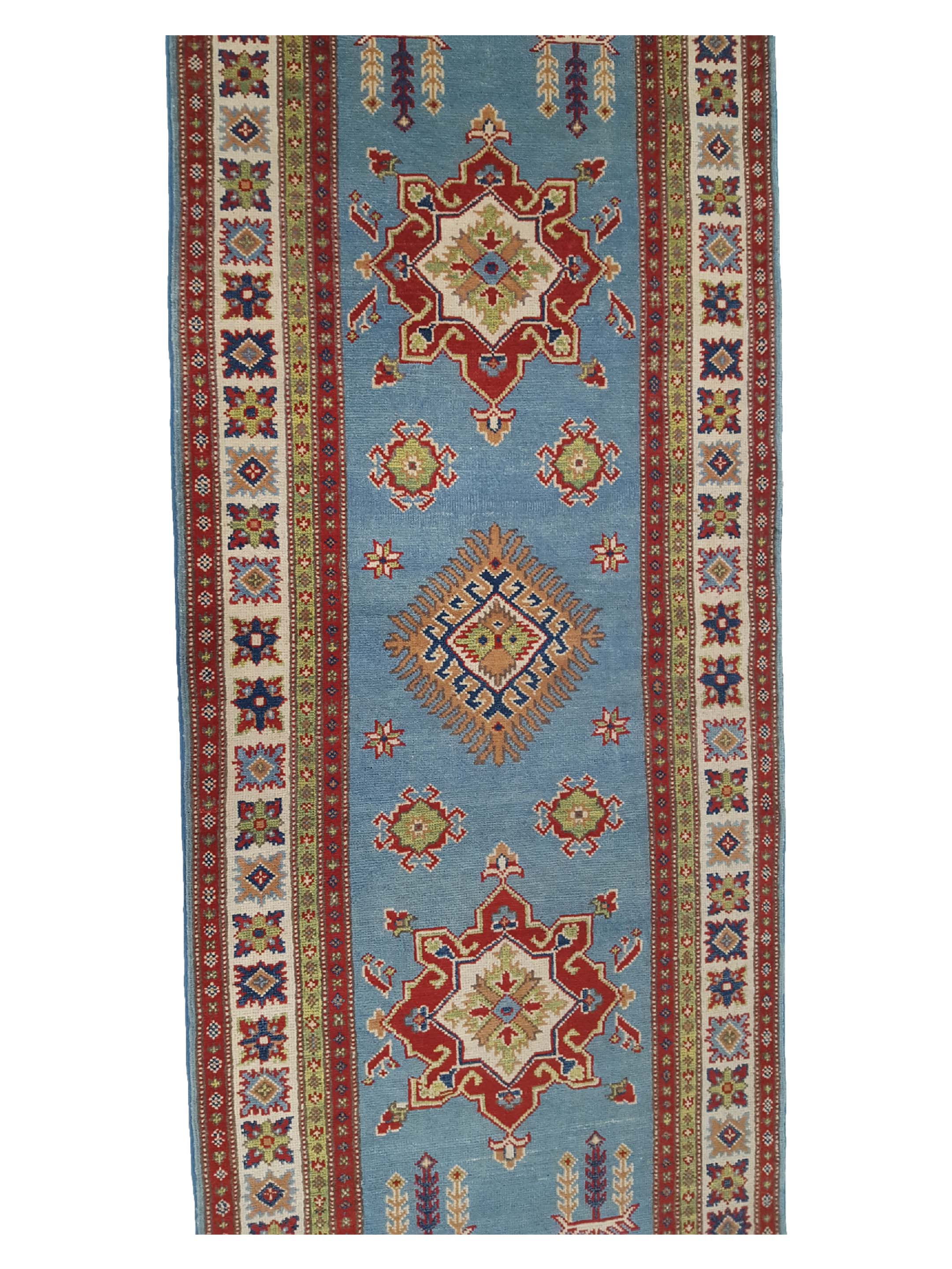 Kazak Hand Knotted Blue 3x10 - Image 5 of 6