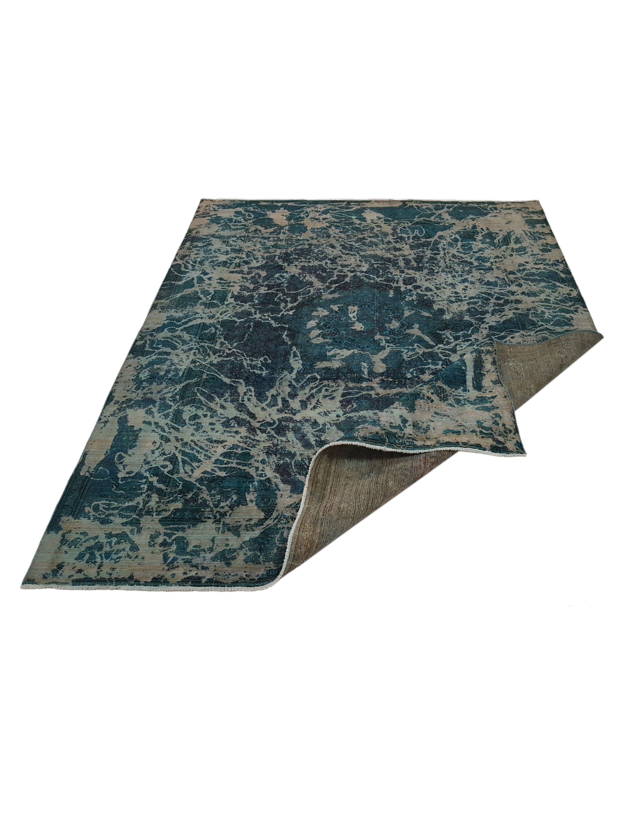 Overdyed Hand Knotted Lt.Green 9x12 - Image 2 of 5