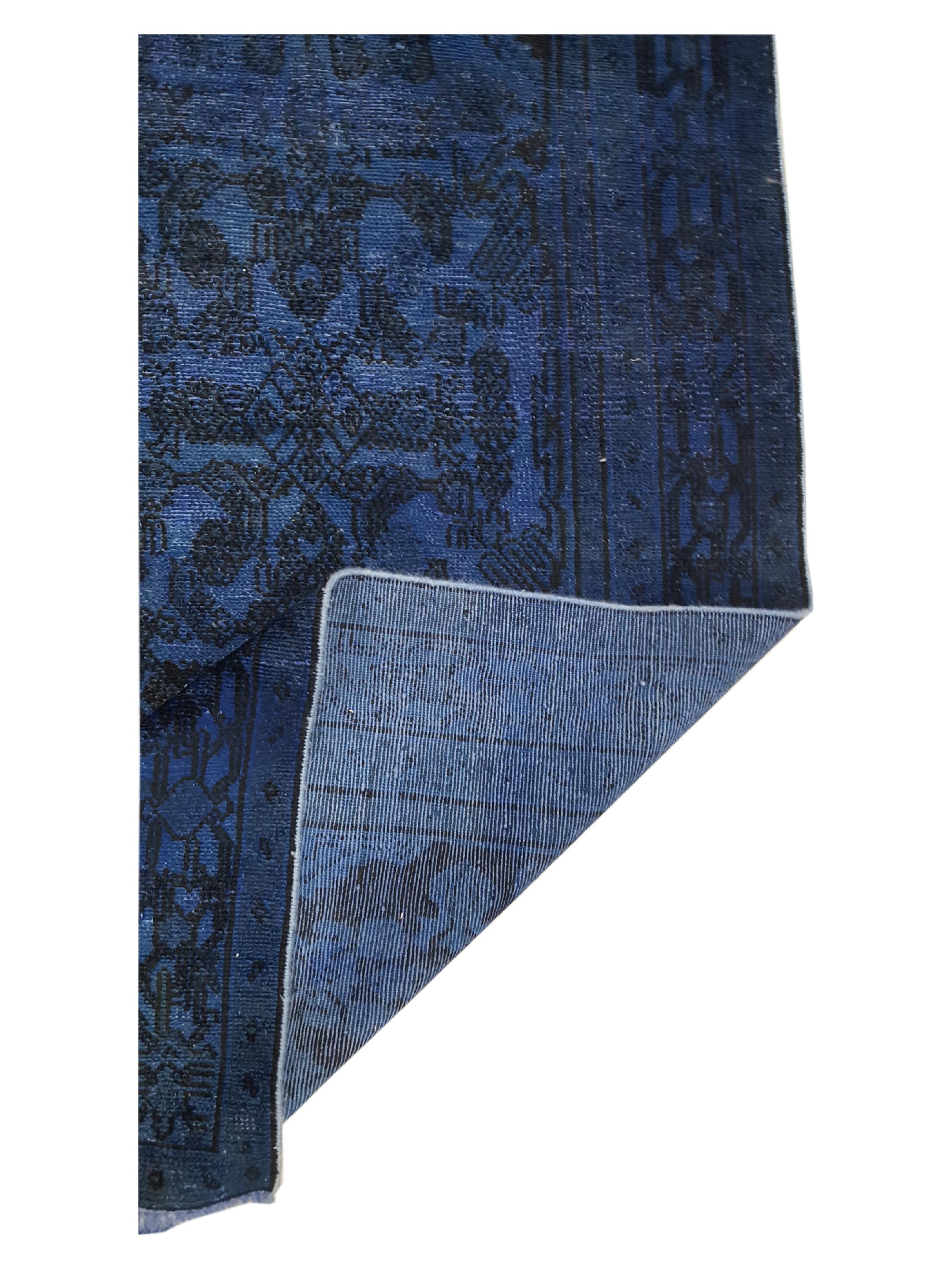 Overdyed Hand Knotted Blue 7x10 - Image 2 of 5