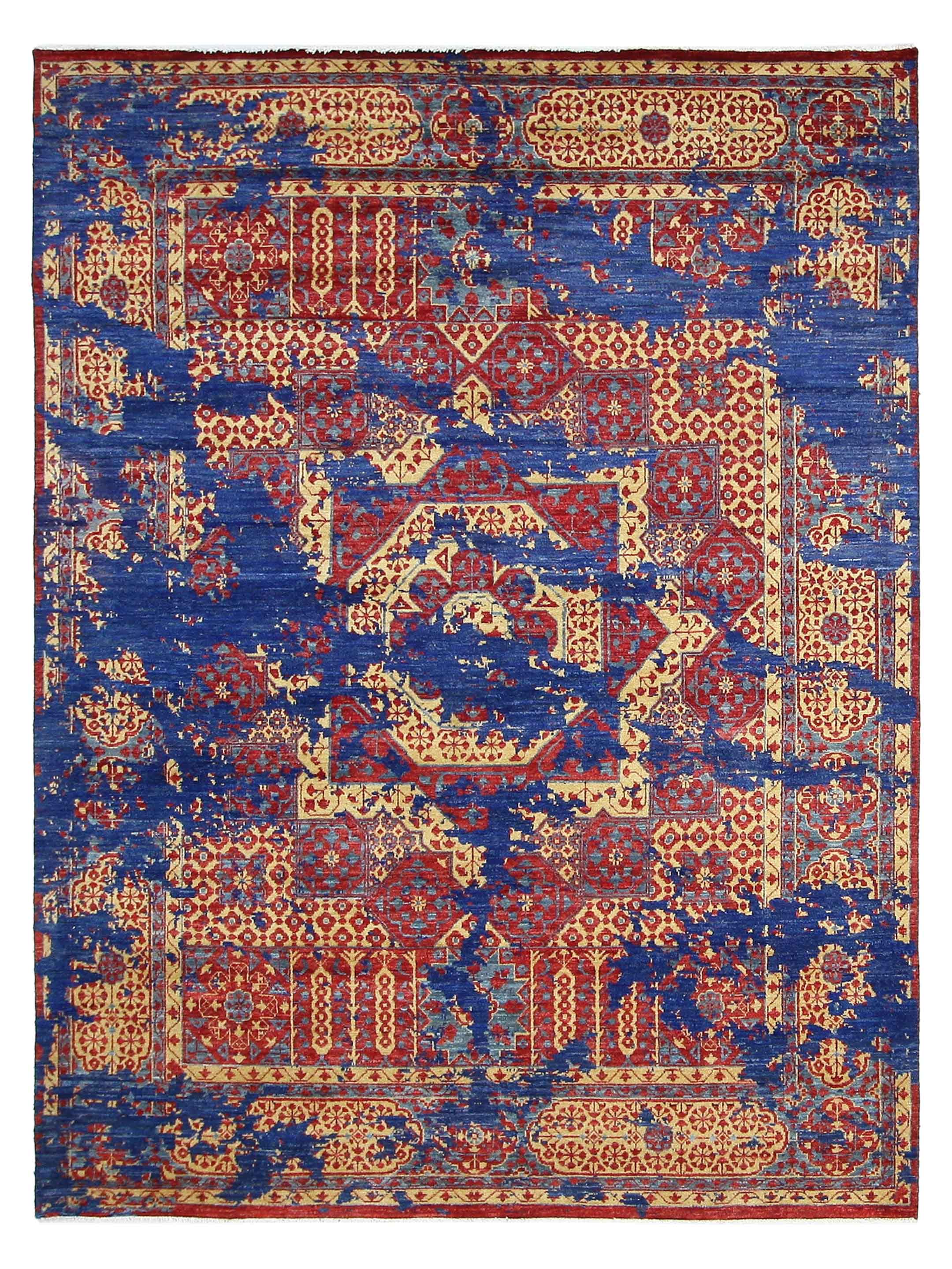 Modern Hand Knotted Navy 9x12