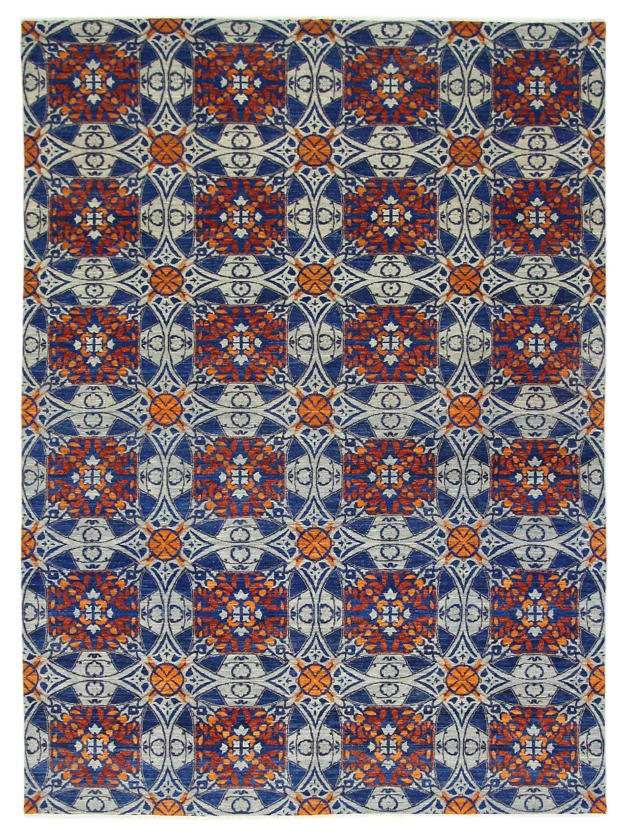 Modern Hand Knotted Blue 10x14