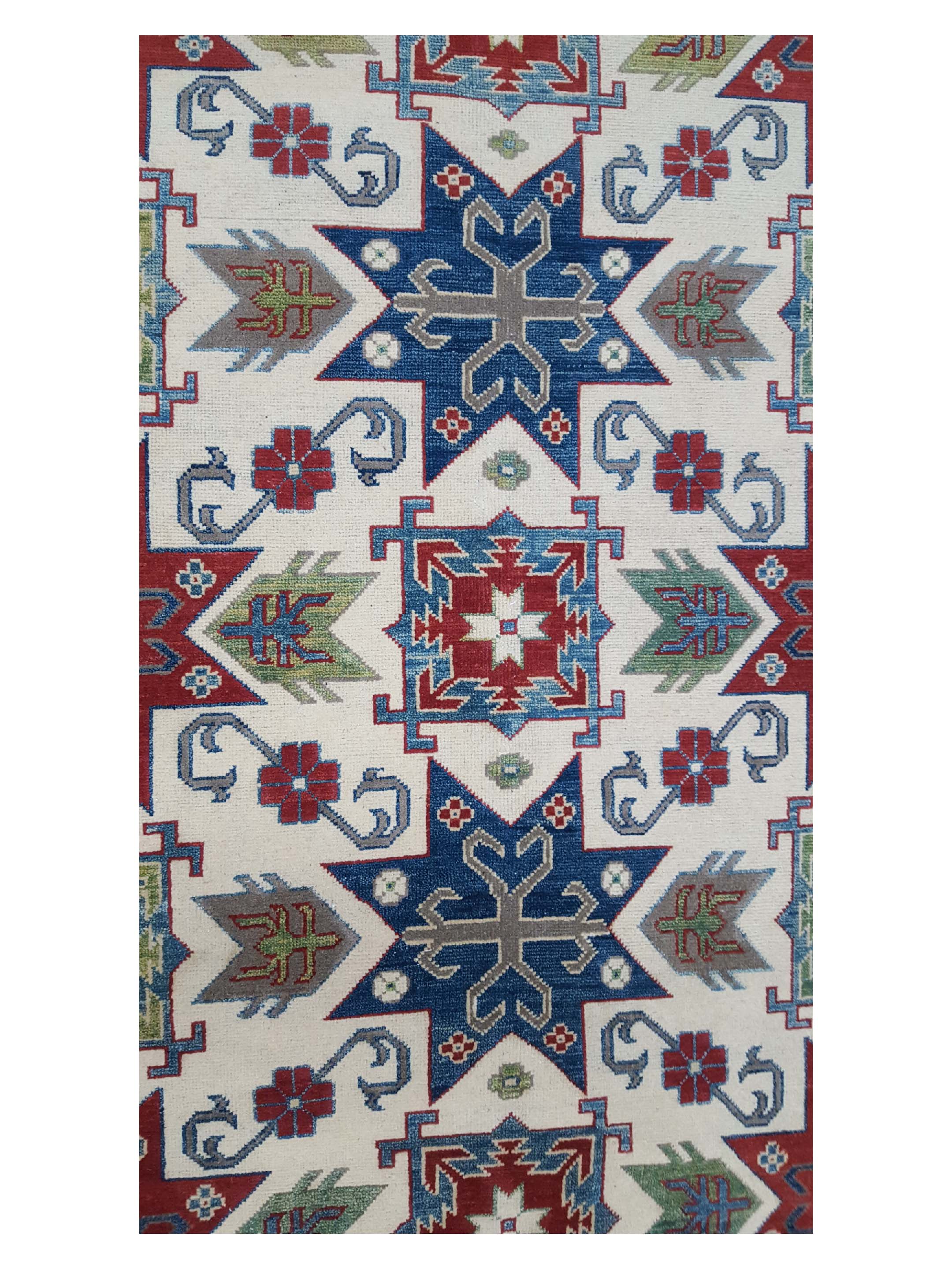 Kazak Hand Knotted Ivory 9x12 - Image 5 of 6