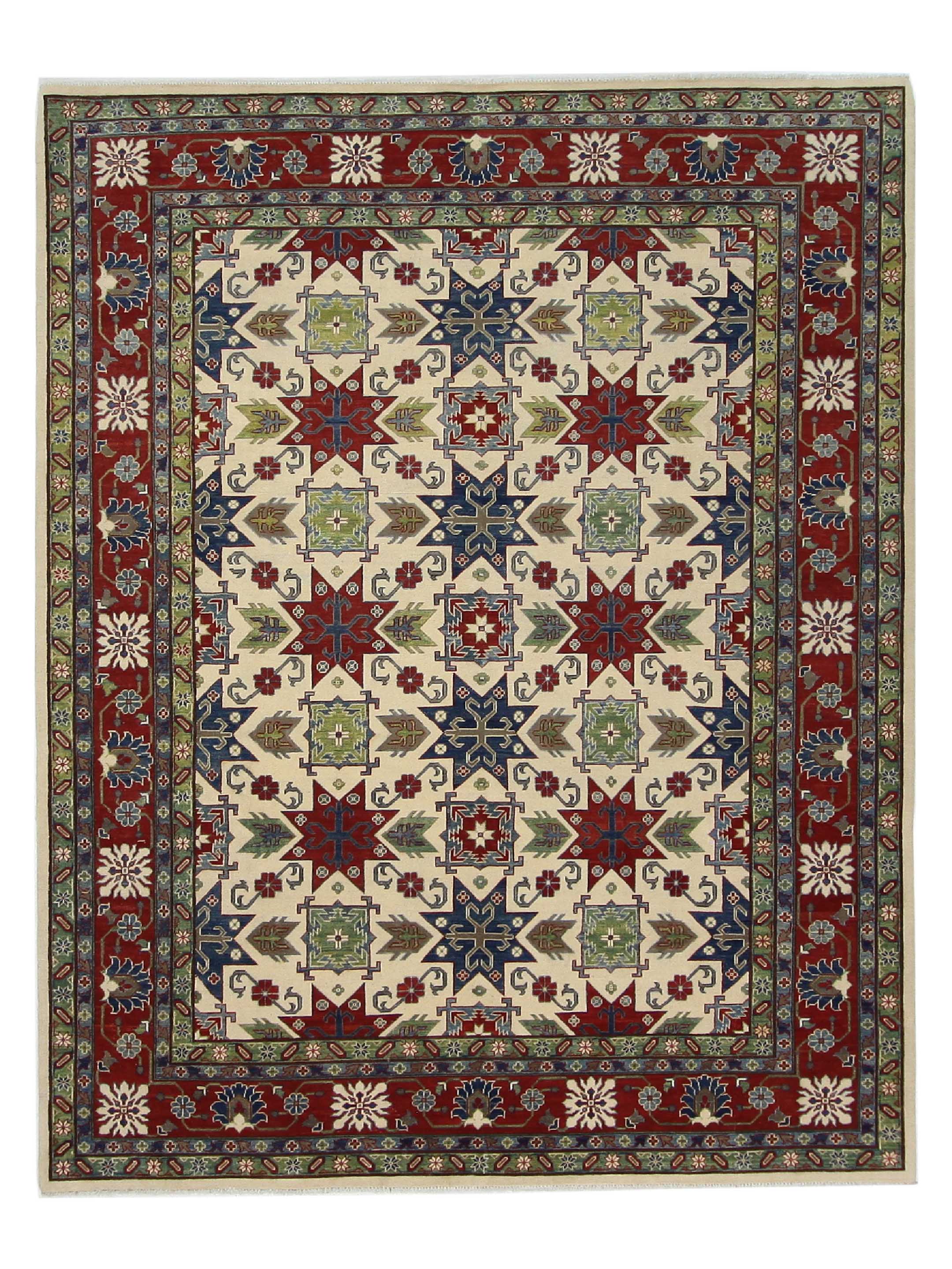 Kazak Hand Knotted Ivory 9x12