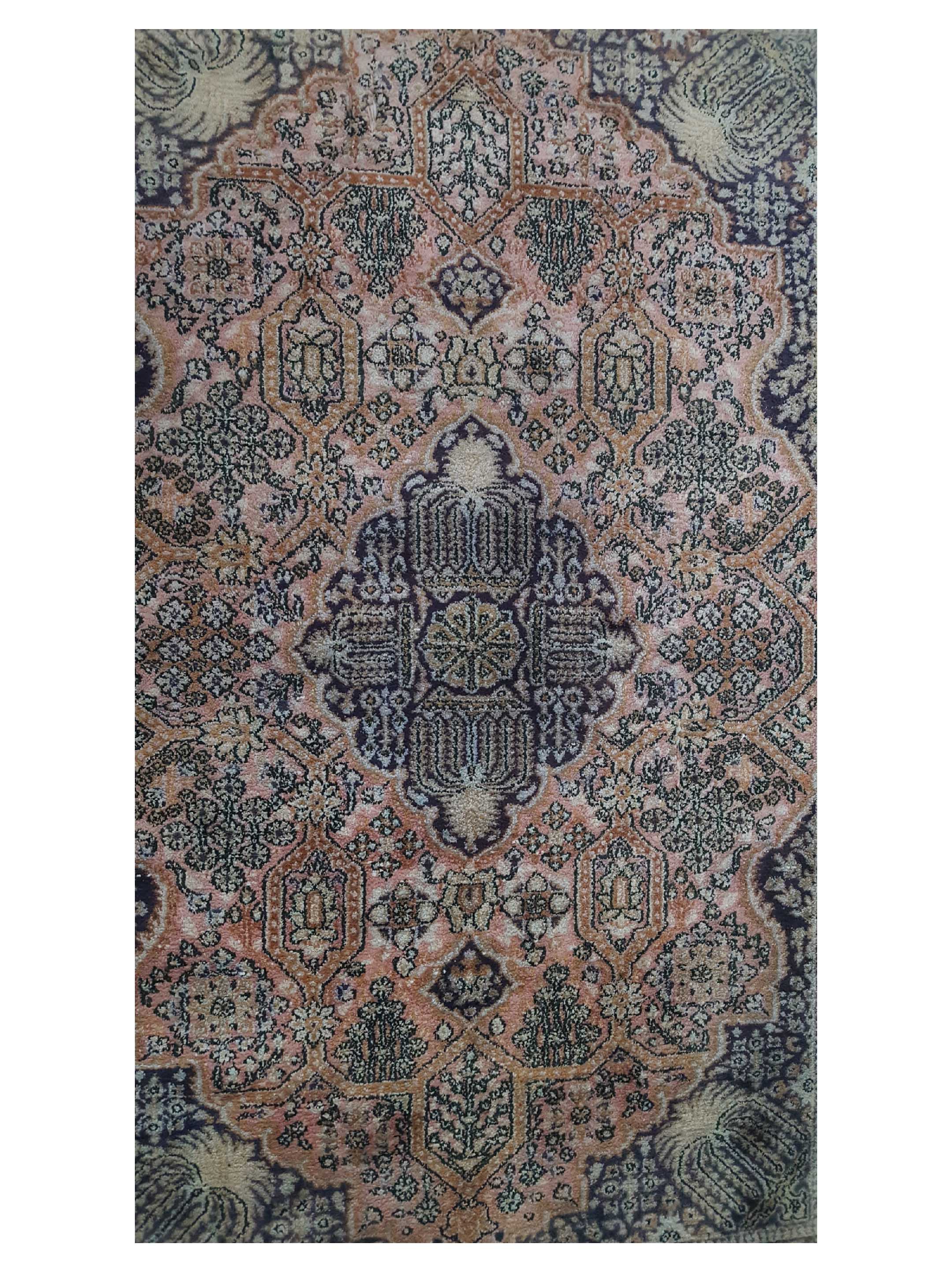 Qum Silk Hand Knotted Coral 3x5 - Image 5 of 6