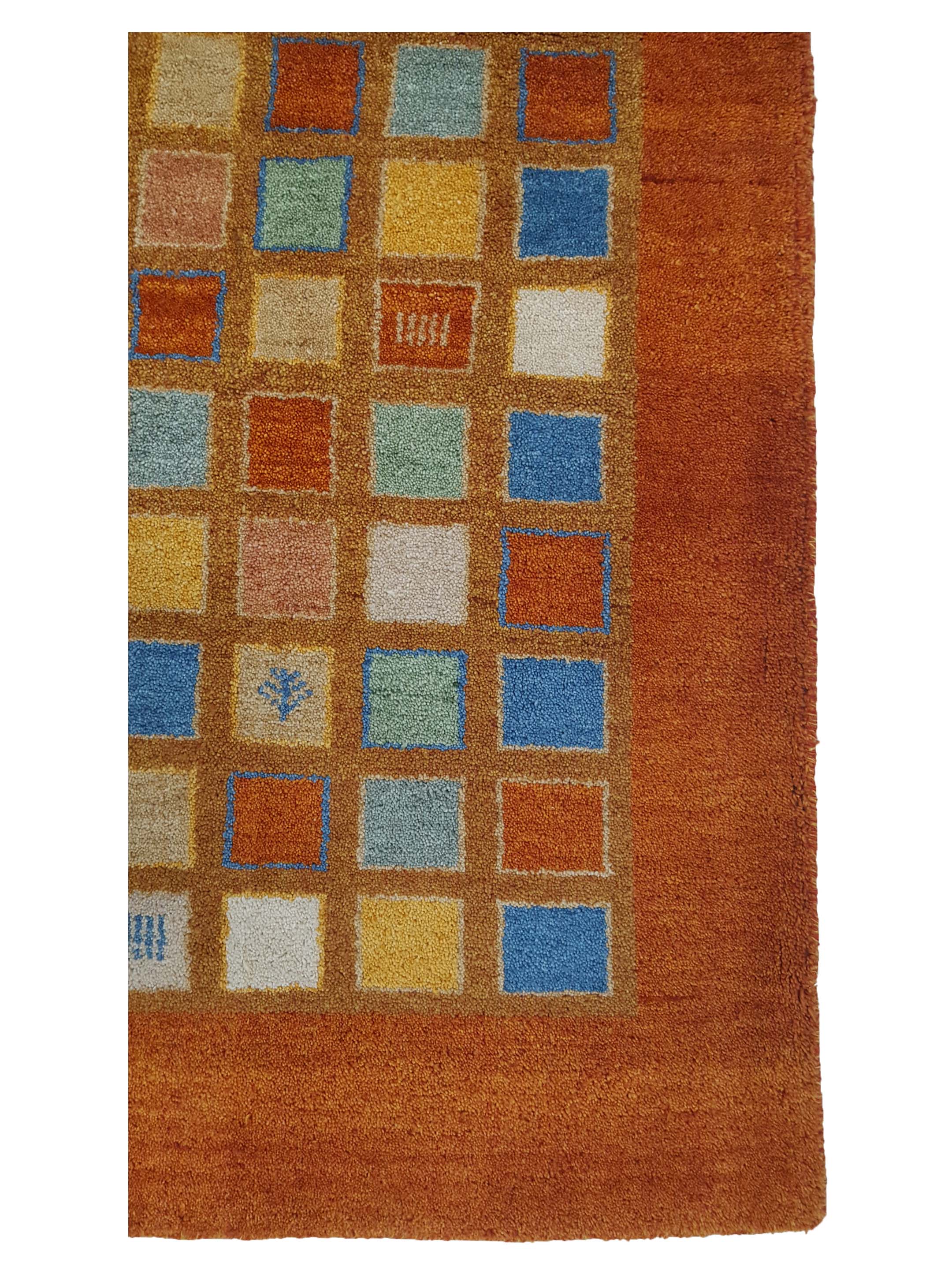 Gabbeh Hand Knotted Orange 5x8 - Image 4 of 6