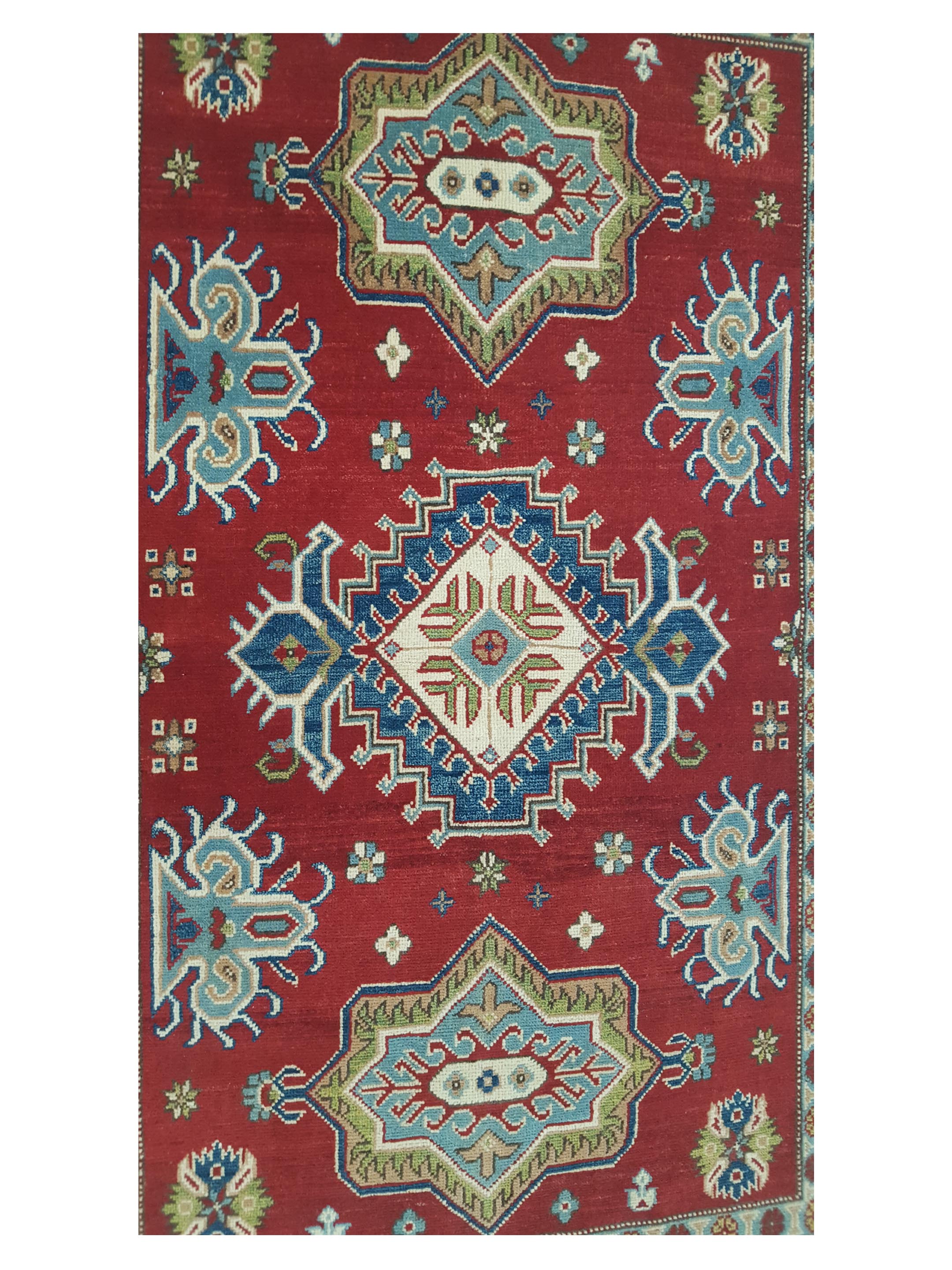 Kazak Hand Knotted Red 4x6 - Image 5 of 6